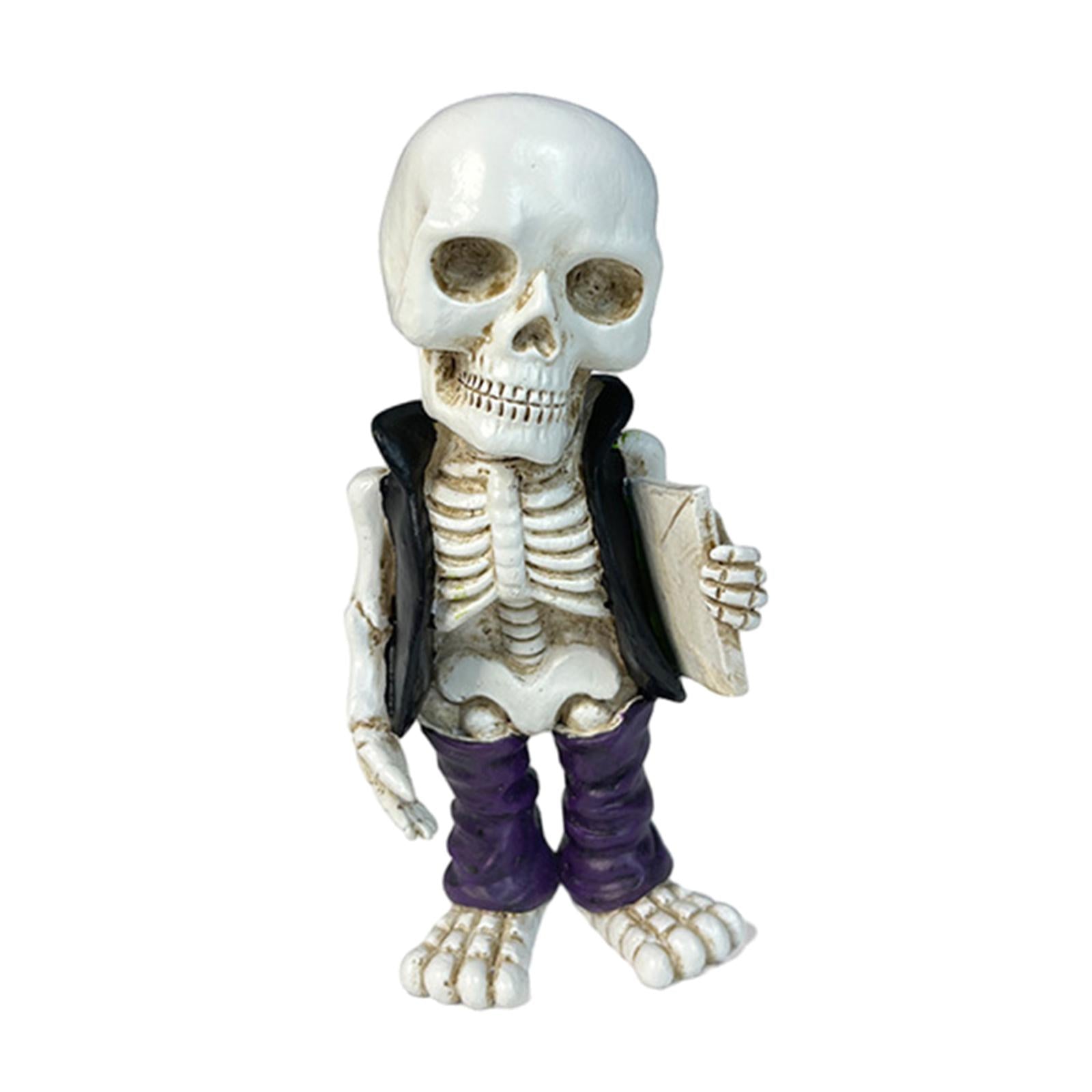 Skeleton Figurine Sculpture Skull Statue for Home Shelf Halloween Party Style D