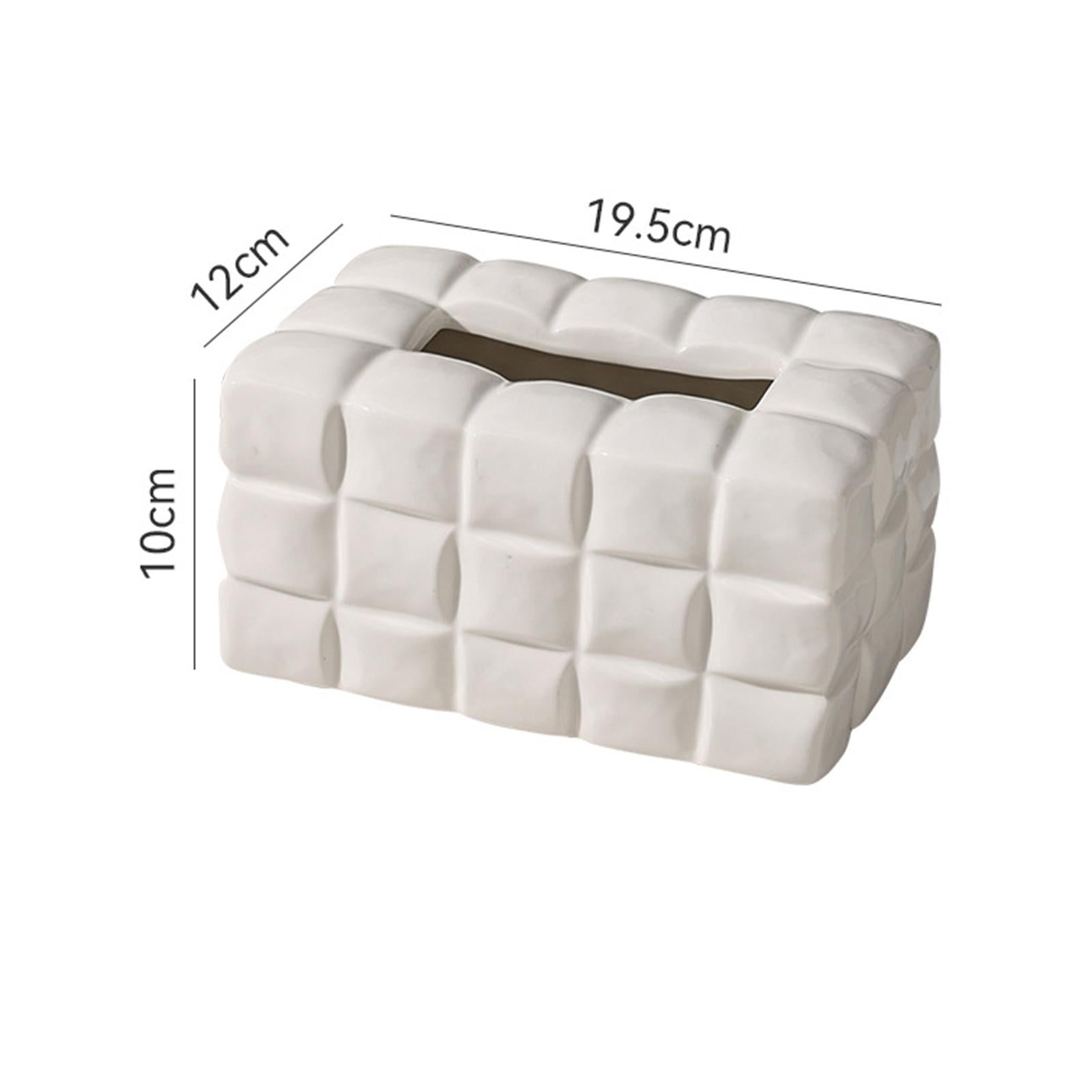 Tissue Box Cover Paper Box Storage Napkin Case for Cafe Household Countertop White