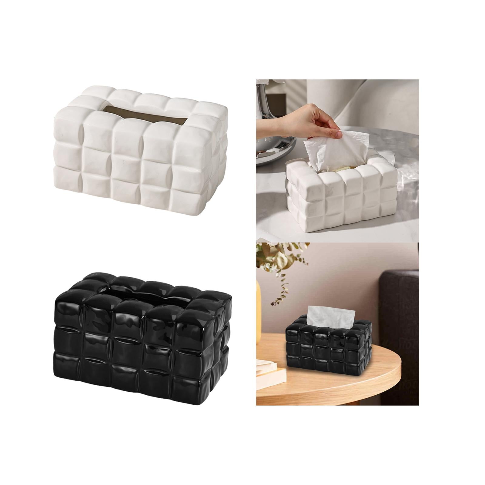 Tissue Box Cover Paper Box Storage Napkin Case for Cafe Household Countertop White