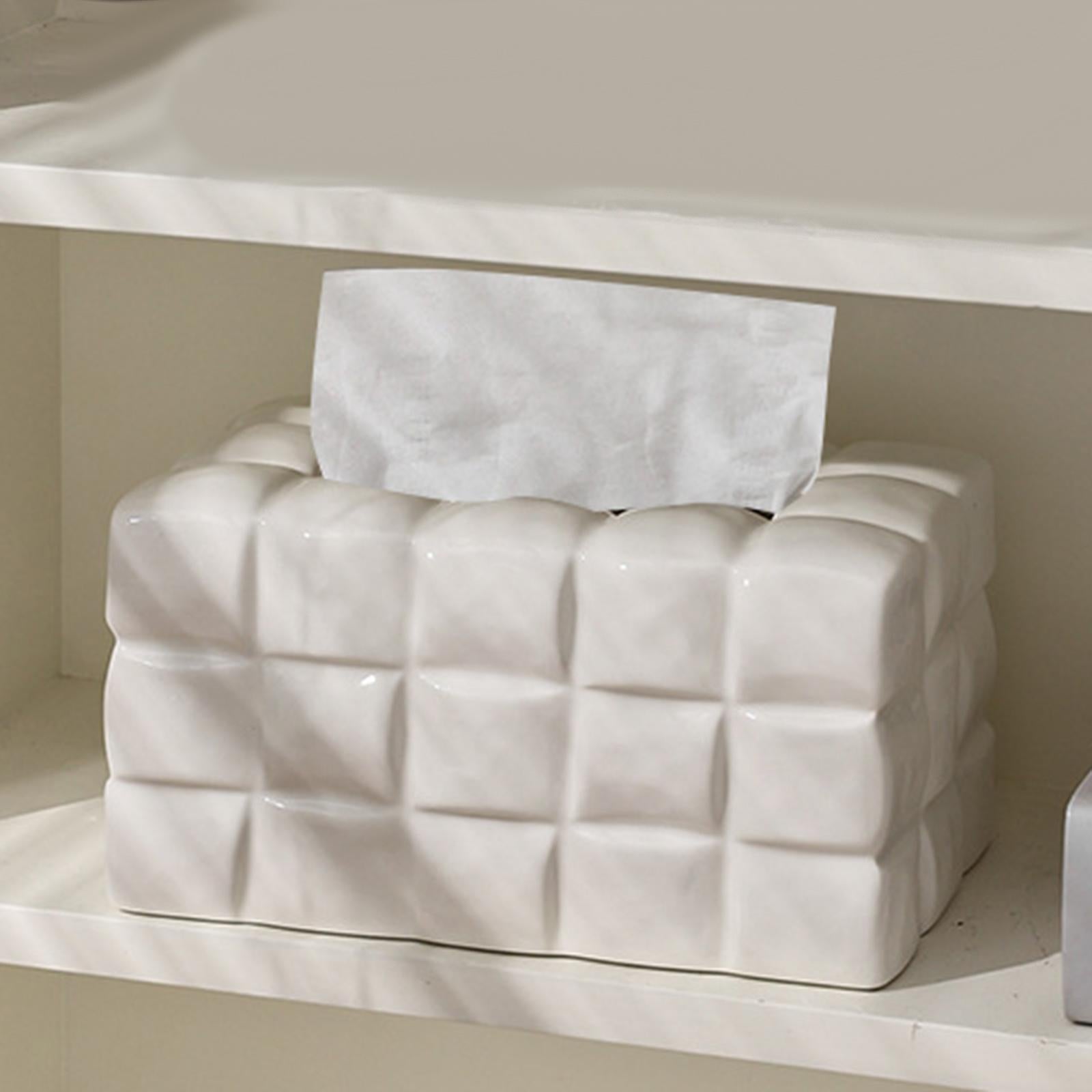 Tissue Box Cover Paper Box Storage Napkin Case for Cafe Household Countertop White