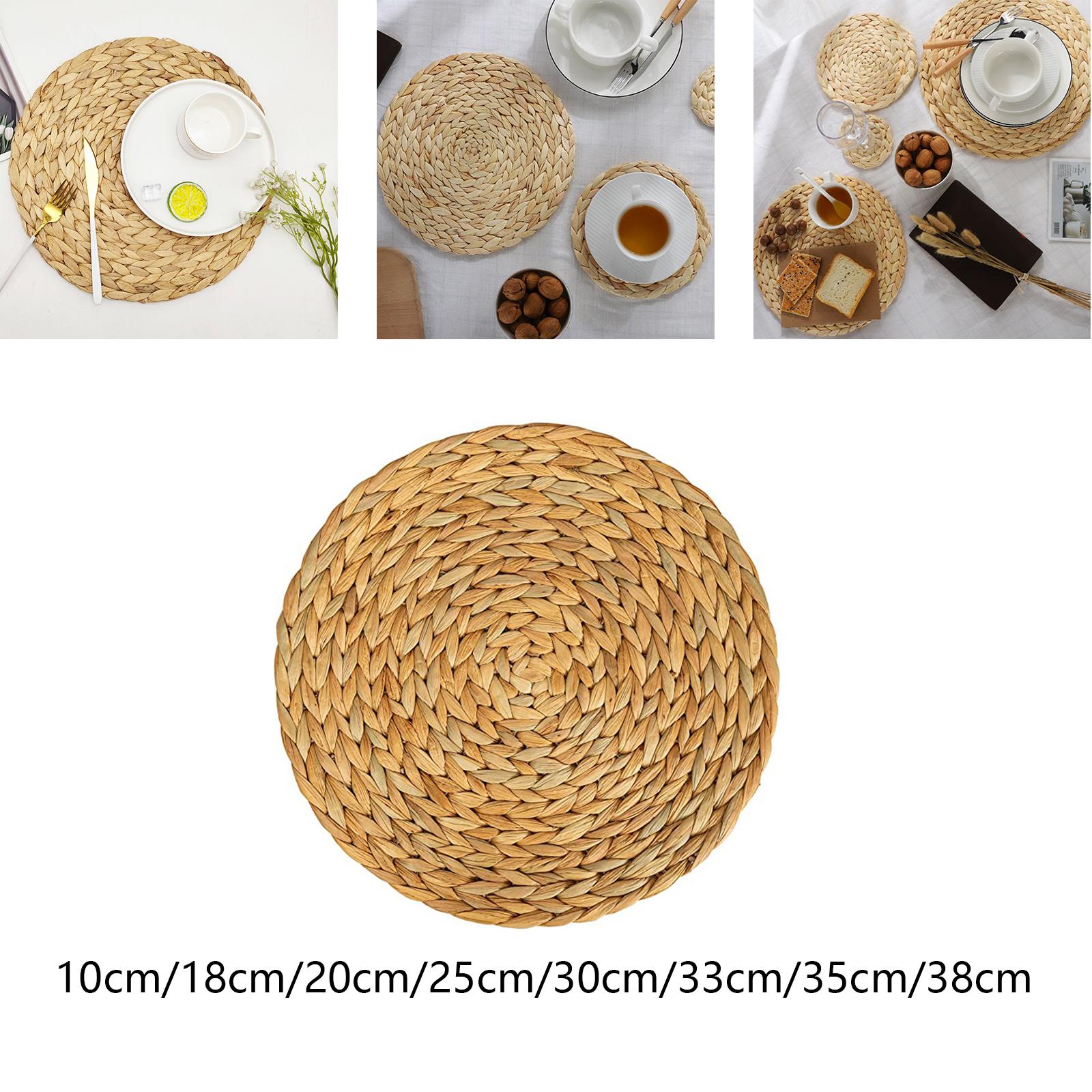 Woven Placemats Heat Resistant Pads Dishes Indoor Coffee Cup Round Table Mat 10cm