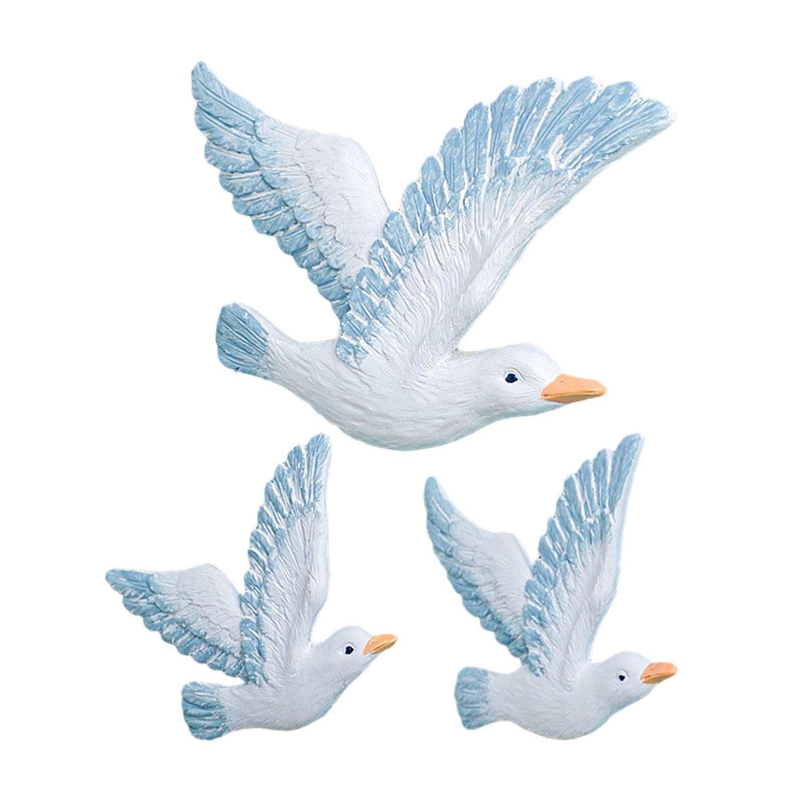 3 Pieces Seagull Wall Decor Hand Crafted 3D for Beach Livingroom Living Room