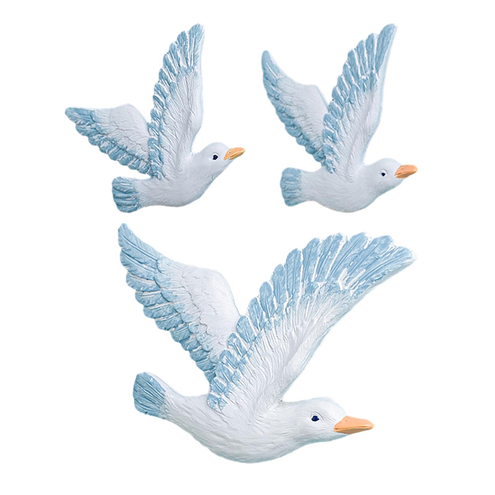 3 Pieces Seagull Wall Decor Hand Crafted 3D for Beach Livingroom Living Room