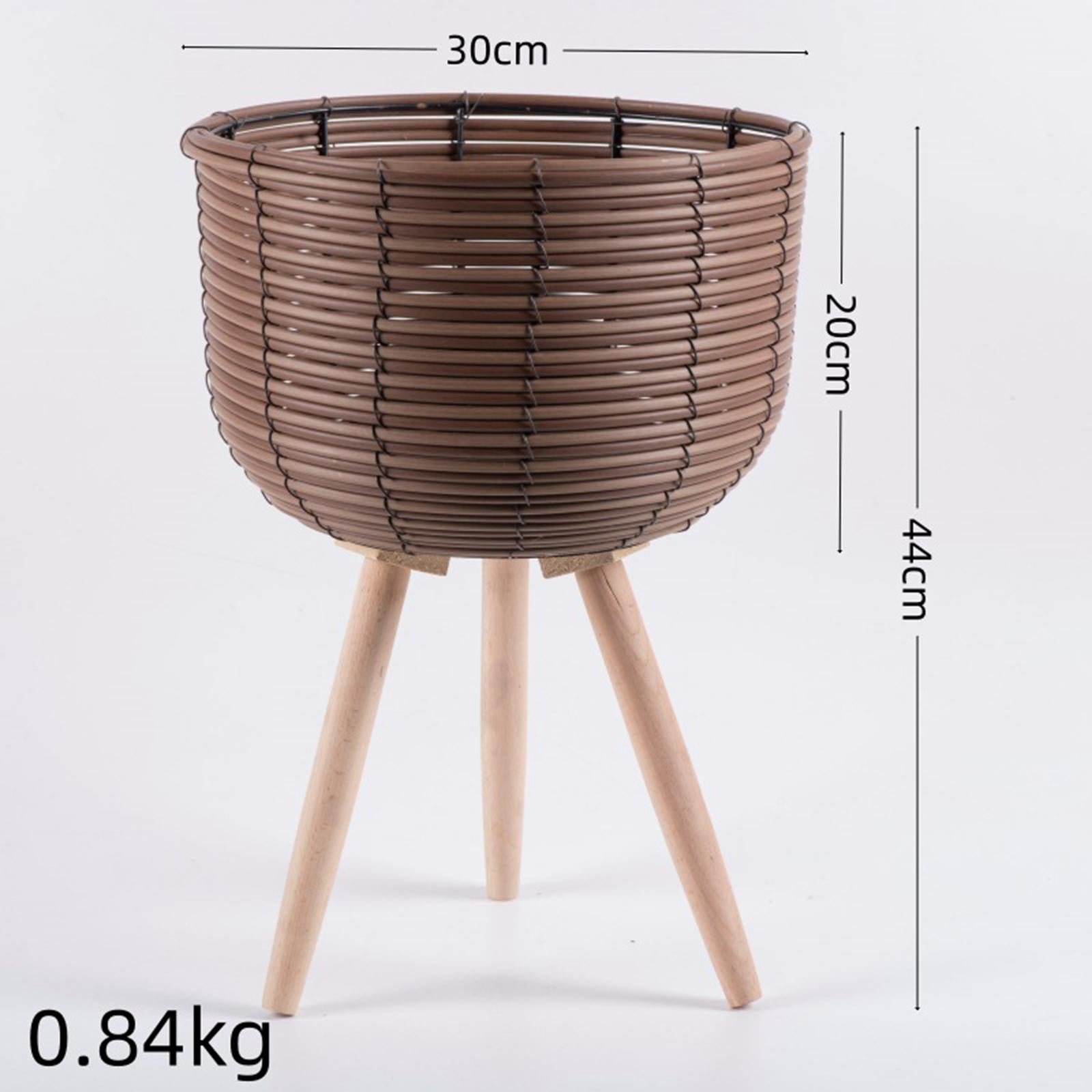 Set of 3 PP Rattan Basket Floor Planter with Standing Legs for Patio Balcony