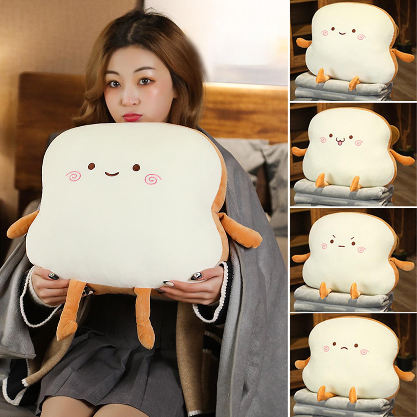 Bread Plush Pillow with Blanket Adorable Sofa Pillow for Bedroom Office Car Style A