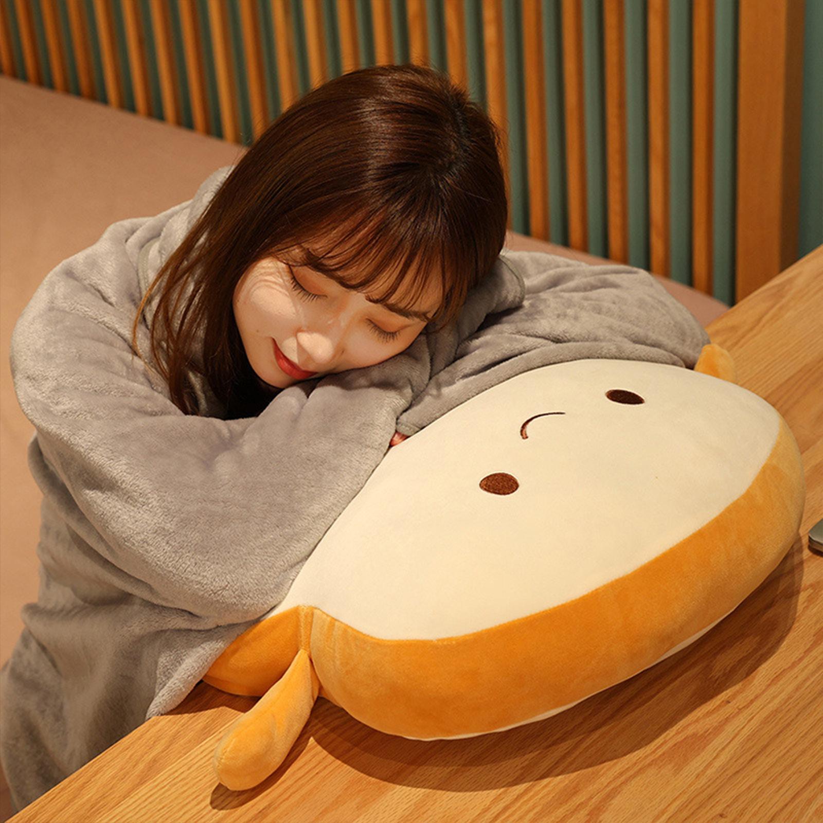 Bread Plush Pillow with Blanket Adorable Sofa Pillow for Bedroom Office Car Style B