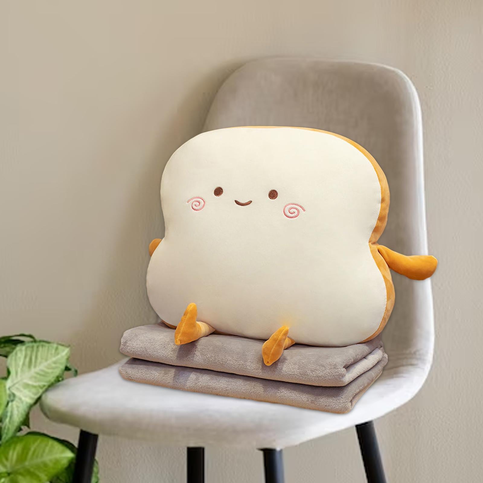 Bread Plush Pillow with Blanket Adorable Sofa Pillow for Bedroom Office Car Style B