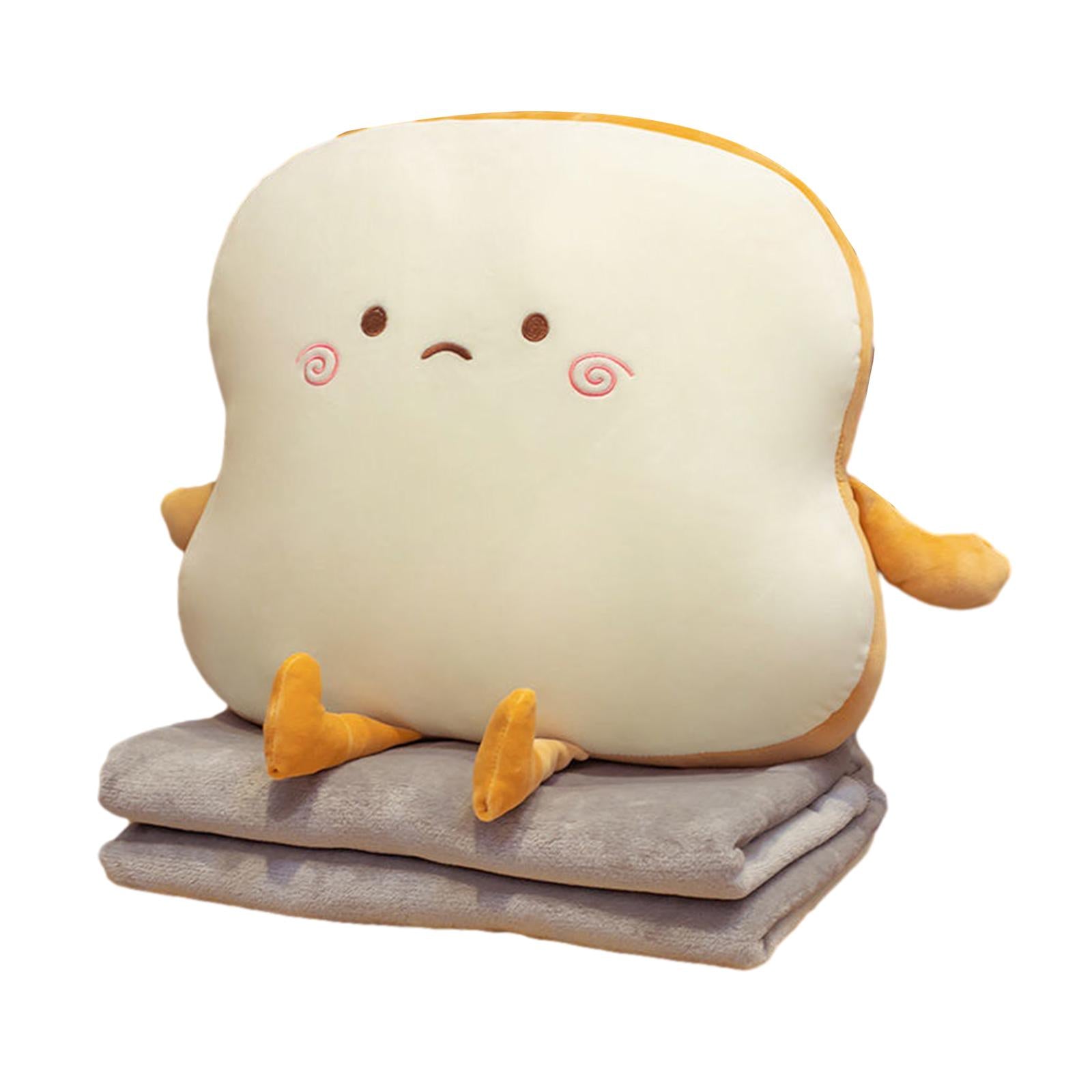 Bread Plush Pillow with Blanket Adorable Sofa Pillow for Bedroom Office Car Style C