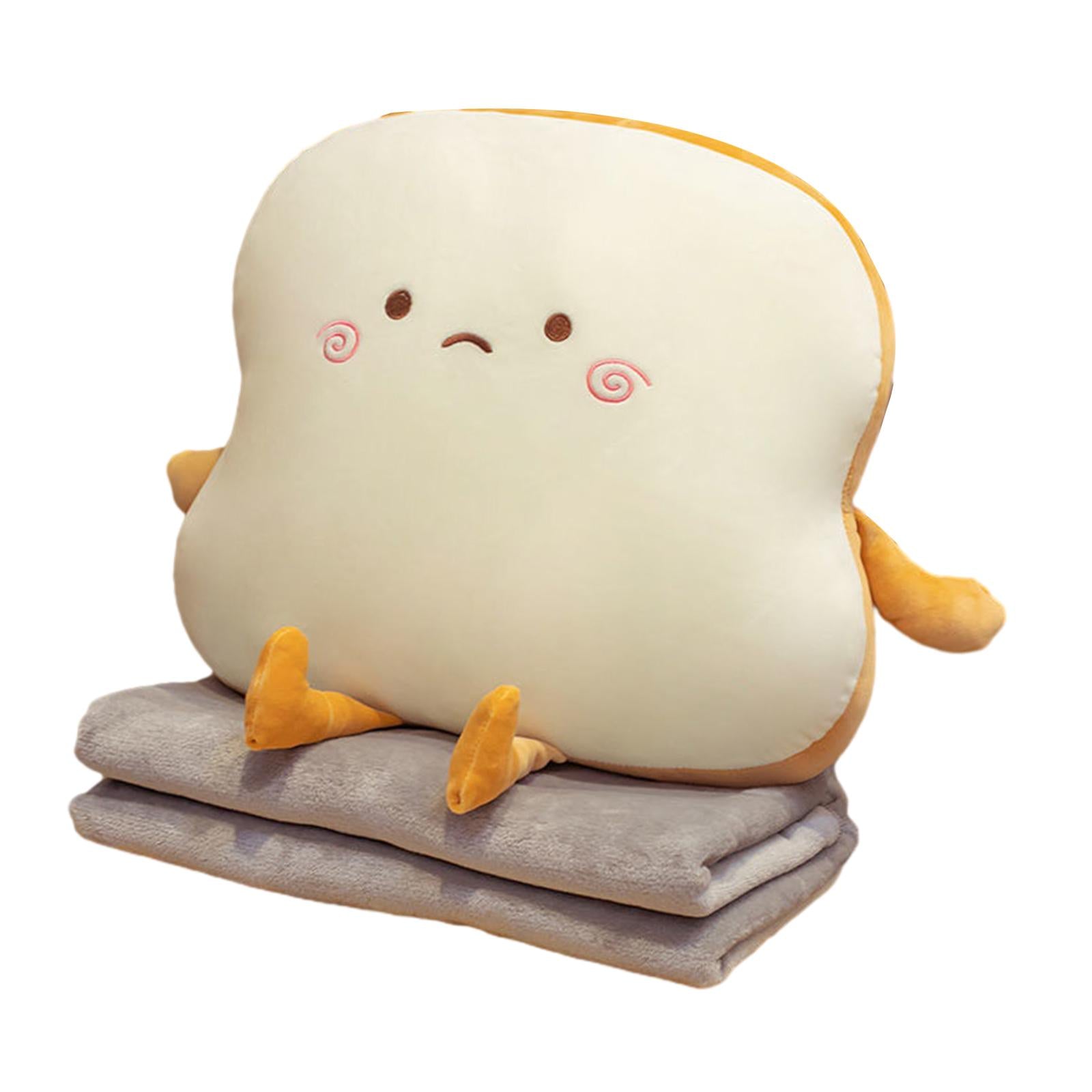 Bread Plush Pillow with Blanket Adorable Sofa Pillow for Bedroom Office Car Style C
