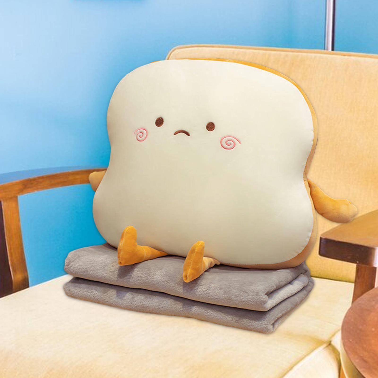 Bread Plush Pillow with Blanket Adorable Sofa Pillow for Bedroom Office Car Style C