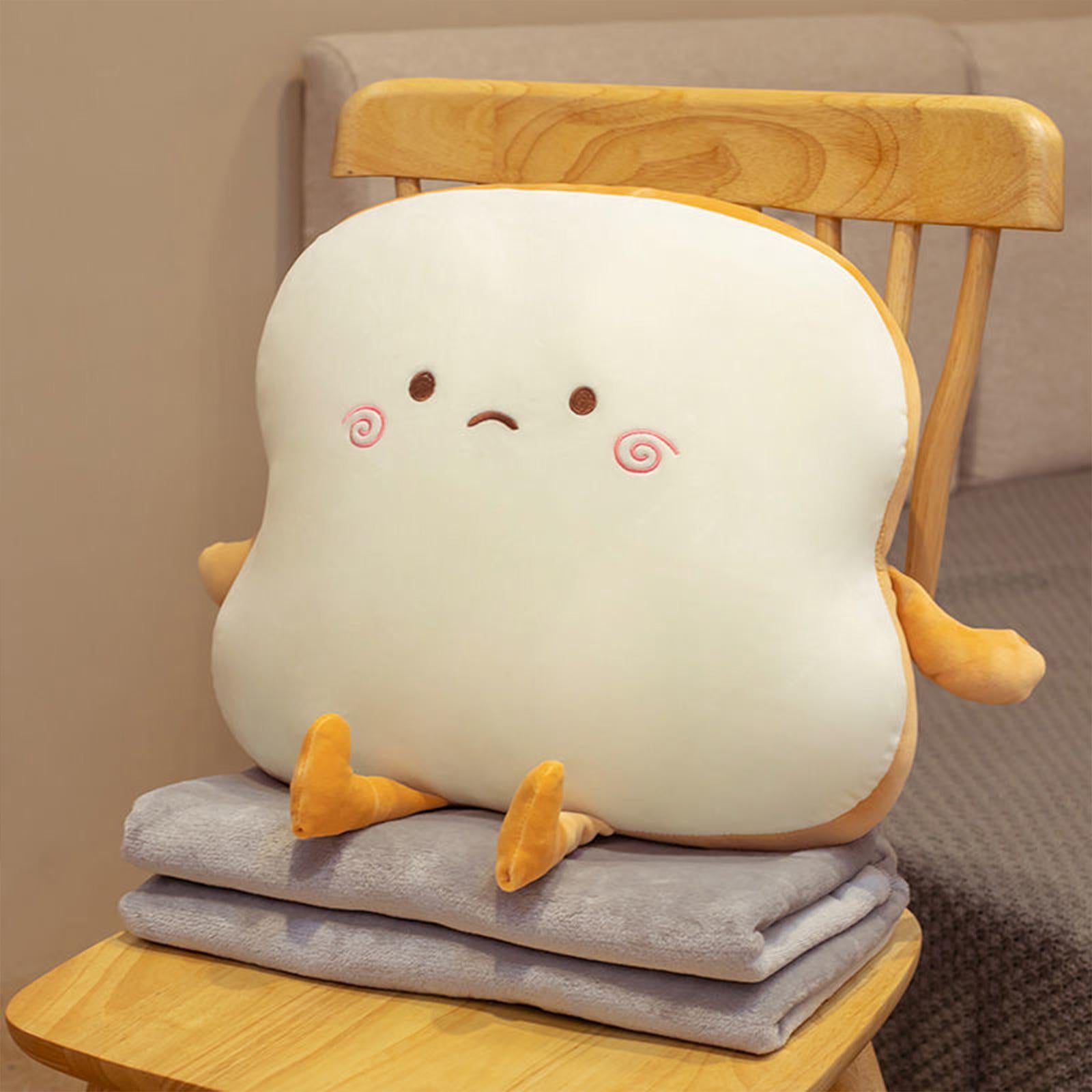 Bread Plush Pillow with Blanket Adorable Sofa Pillow for Bedroom Office Car Style C