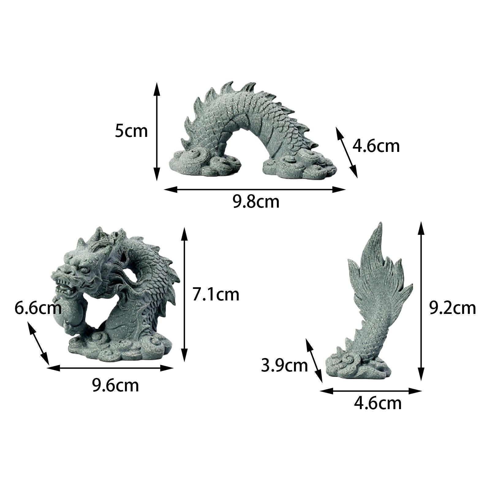 Dragon Statue Set Gardening Landscape Ornament for Indoor Outdoor Shop Hotel