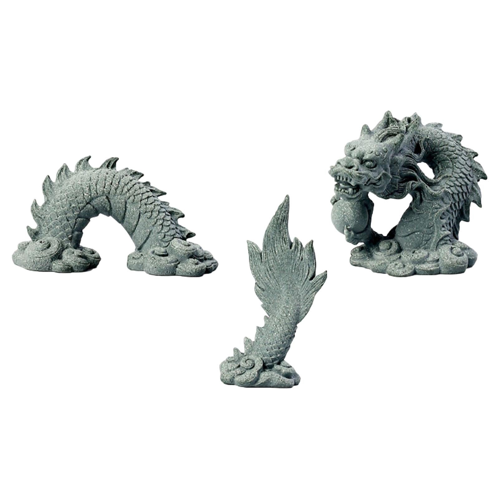 Dragon Statue Set Gardening Landscape Ornament for Indoor Outdoor Shop Hotel