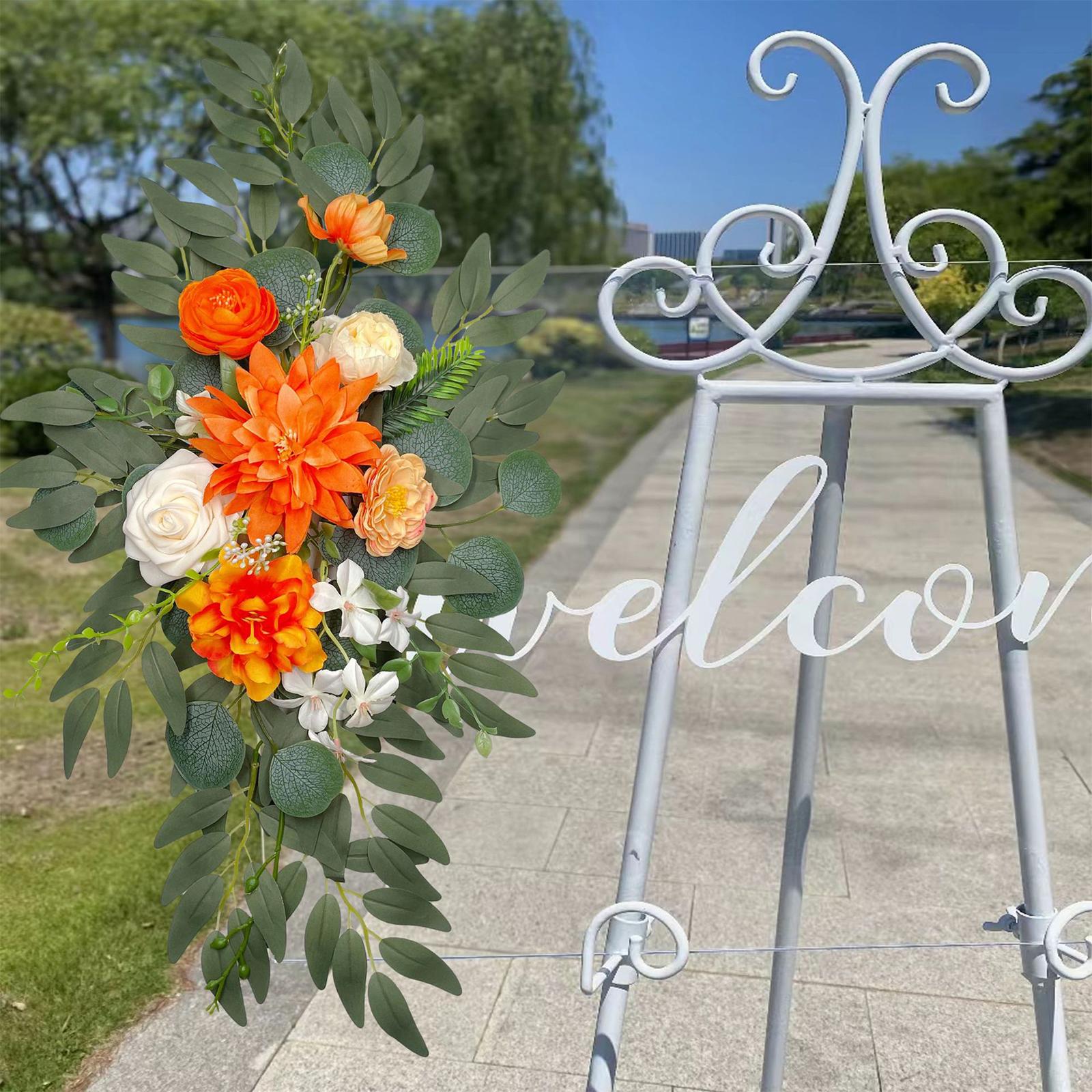 2Pcs Artificial Arch Flower Multicolor Ceremony Signs for Ceremony Reception