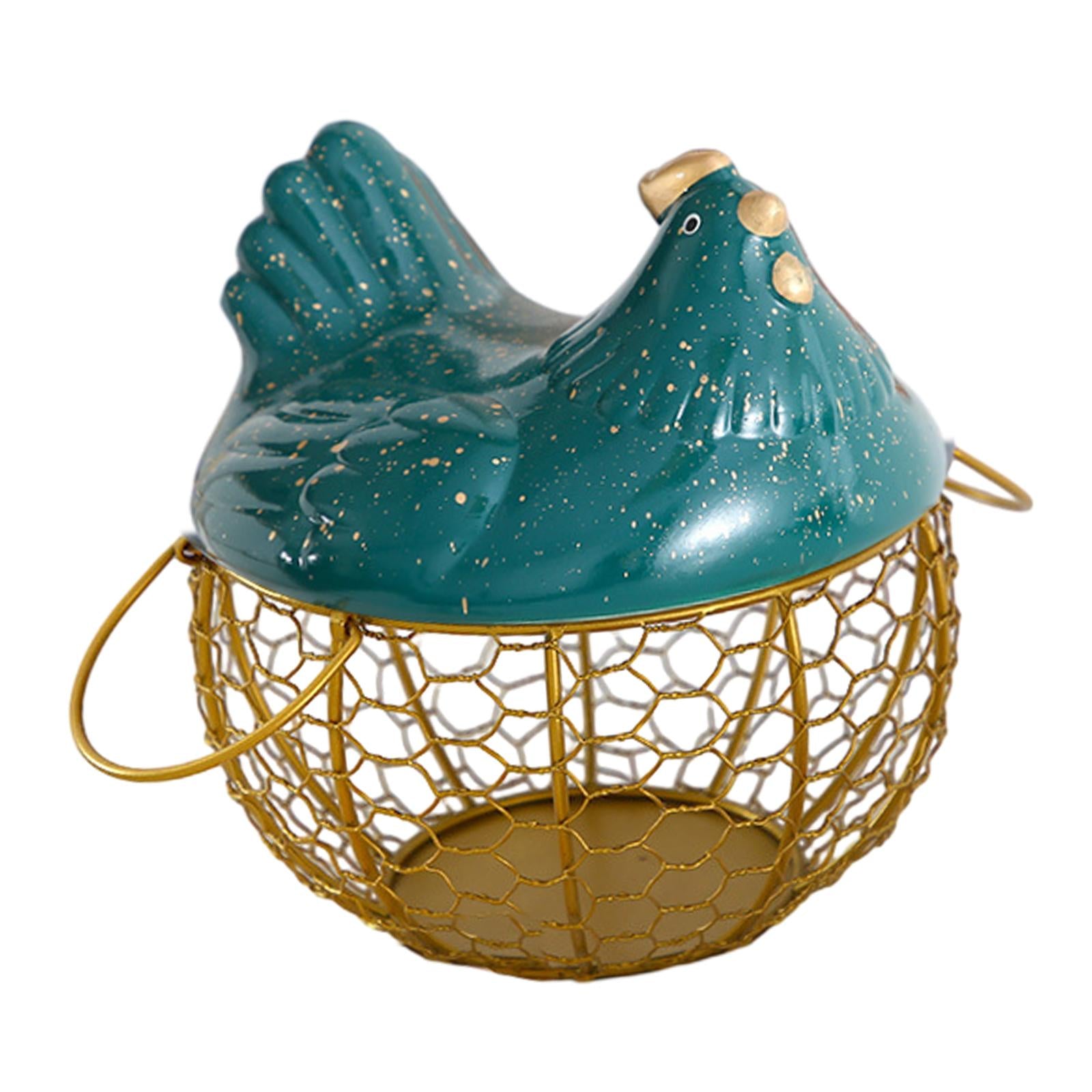 Egg Basket Large Capacity Rustic Egg Collection Basket Kitchen Egg Container Gold with Small Dot
