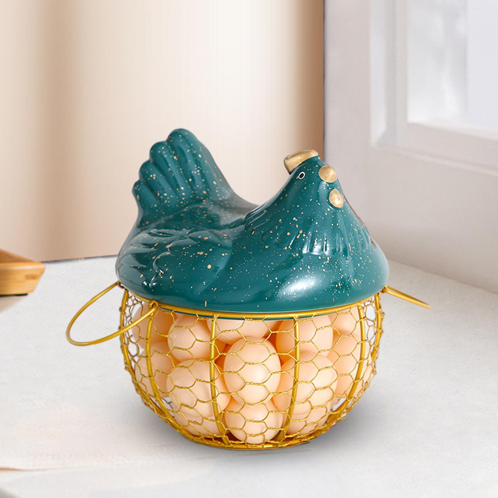 Egg Basket Large Capacity Rustic Egg Collection Basket Kitchen Egg Container Gold with Small Dot