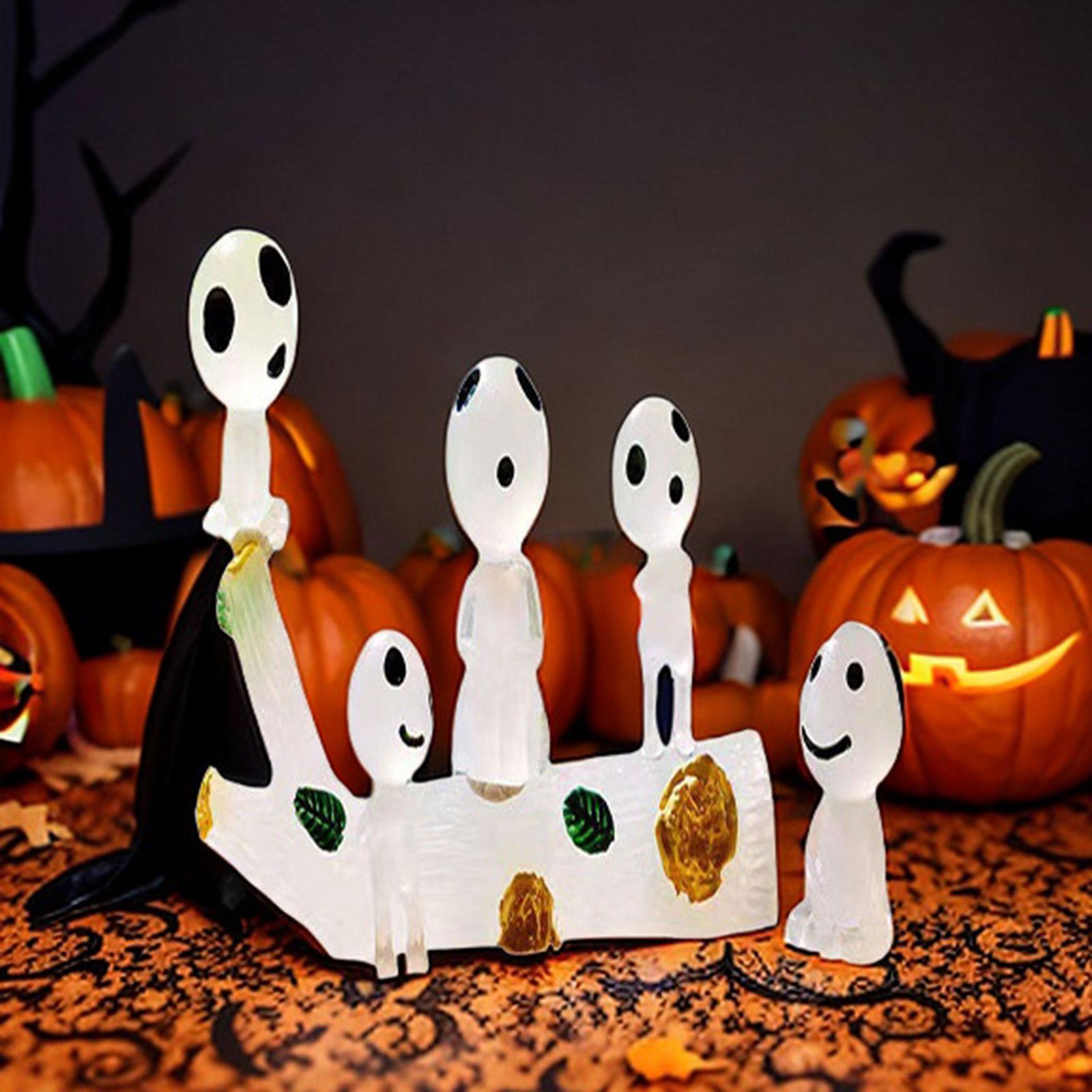 Cartoon Halloween Luminous Stump and Ghosts Figurine Statues for Halloween