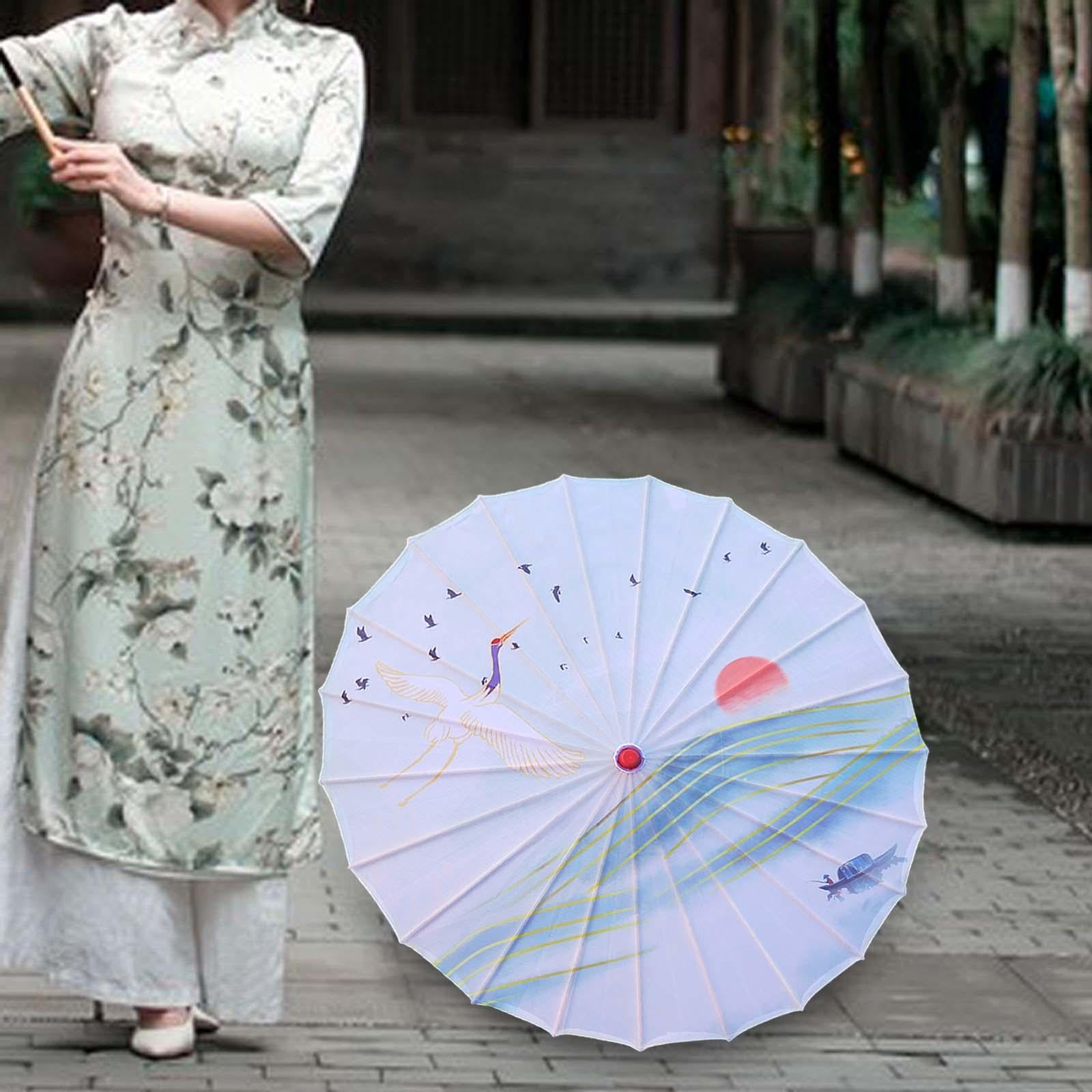 Chinese Oiled Paper Umbrella Dancing Props for Wedding Dance Recitals Events Style F