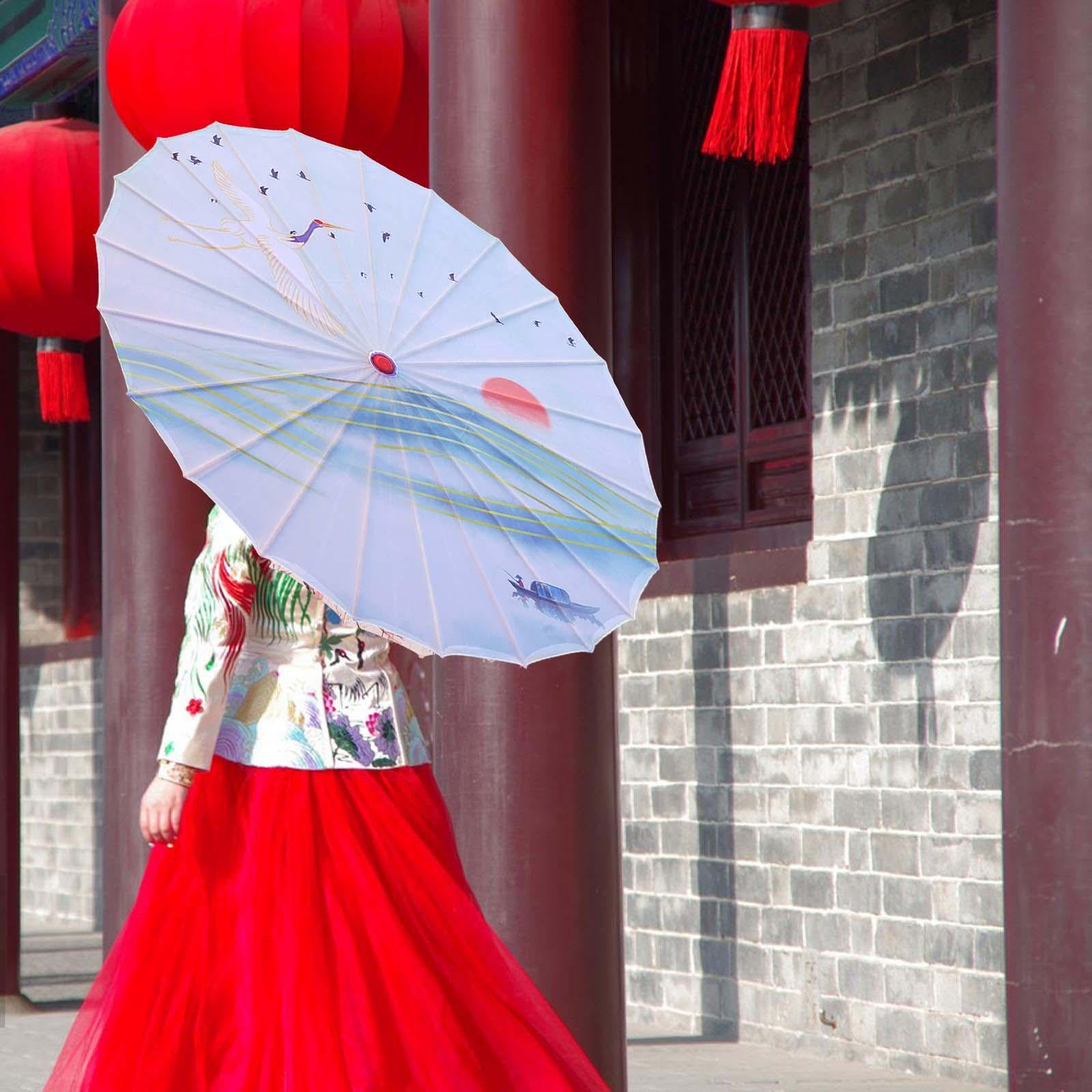Chinese Oiled Paper Umbrella Dancing Props for Wedding Dance Recitals Events Style F