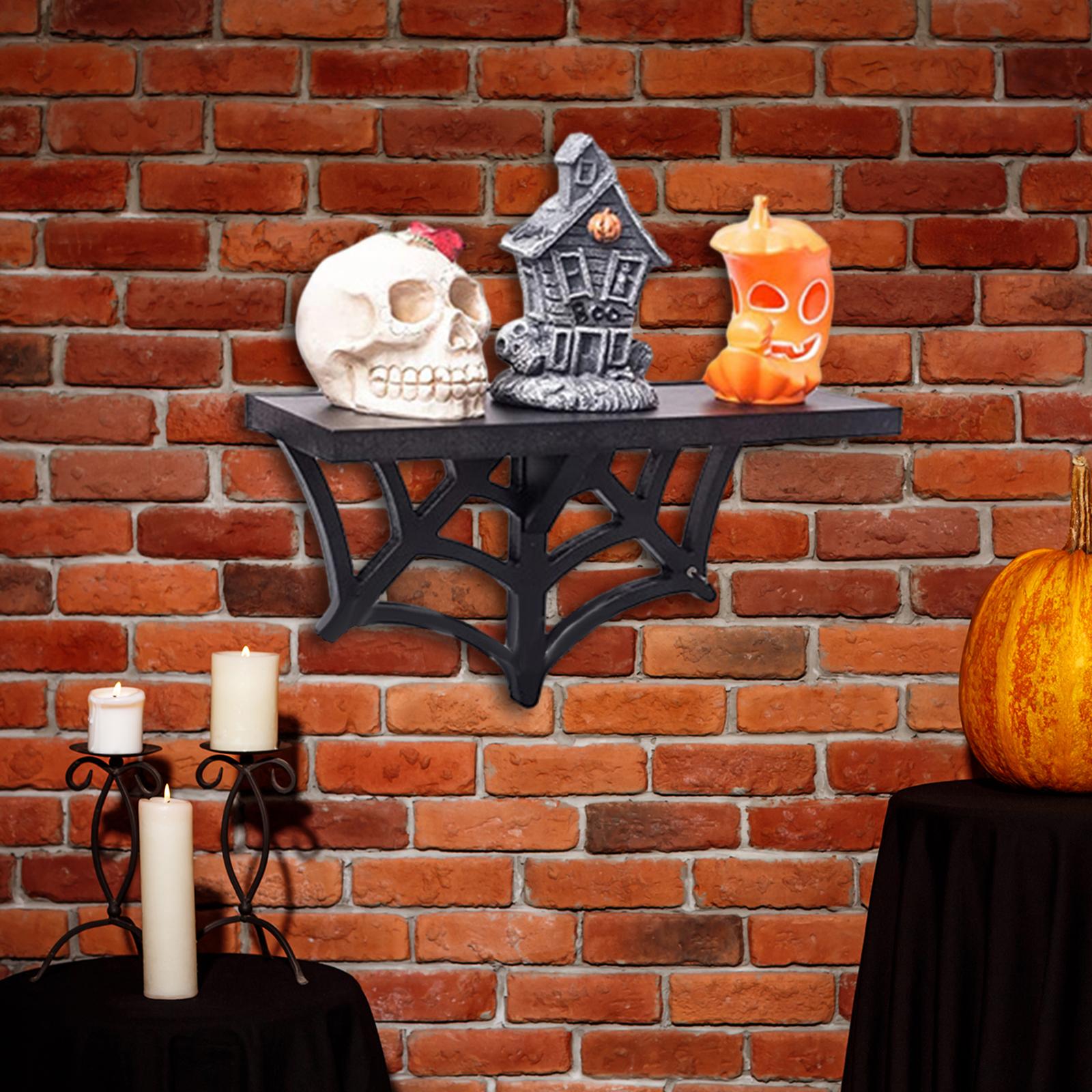 Halloween Wall Mounted Shelf Black Floating Storage Rack for Office Bathroom