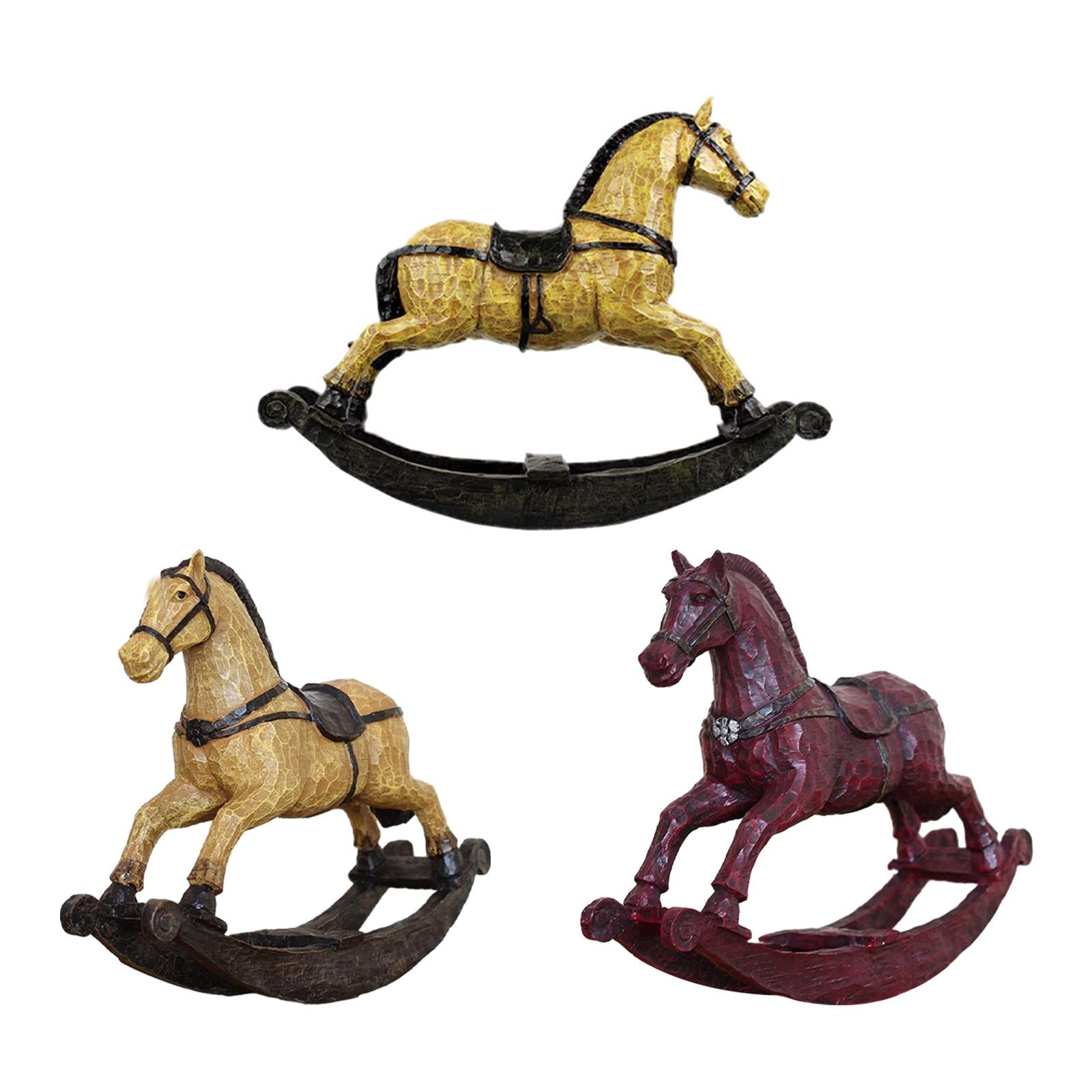 Rocking Horse Ornament Resin Desktop Ornament for Cabinet Desktop Restaurant Brown