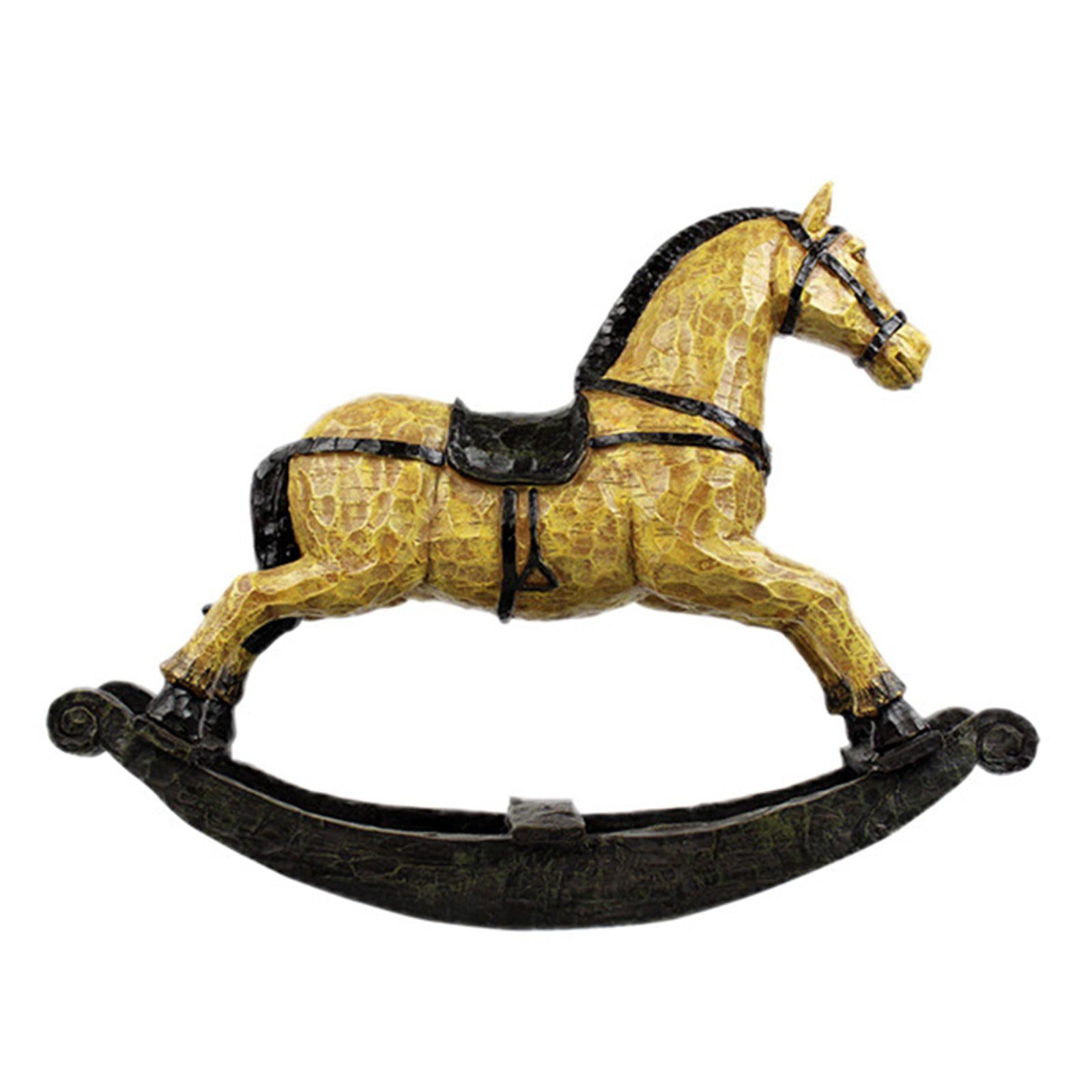 Rocking Horse Ornament Resin Desktop Ornament for Cabinet Desktop Restaurant Brown