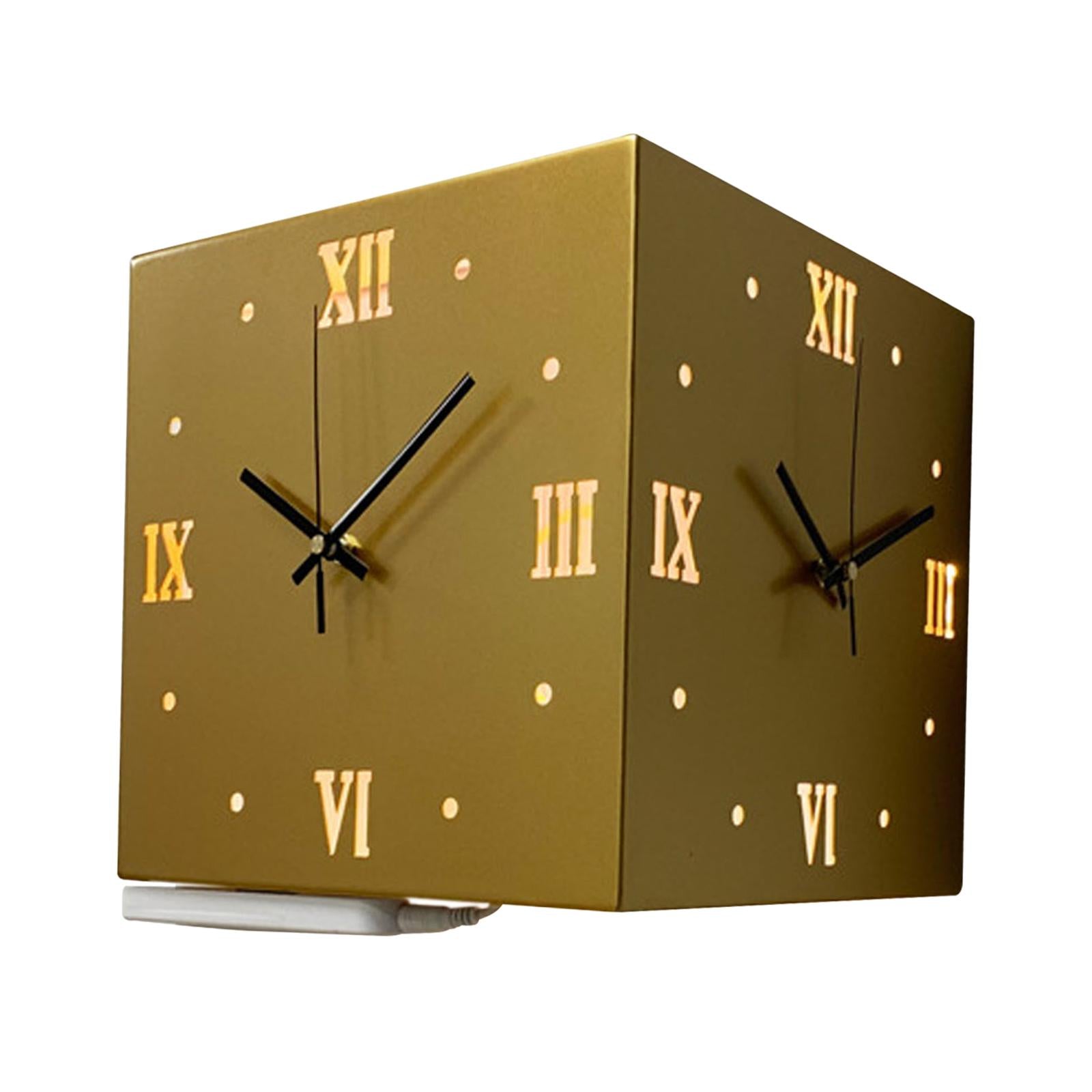 Corner Wall Clock Creative Indoor Outdoor Clock for Farmhouse Home Classroom golden