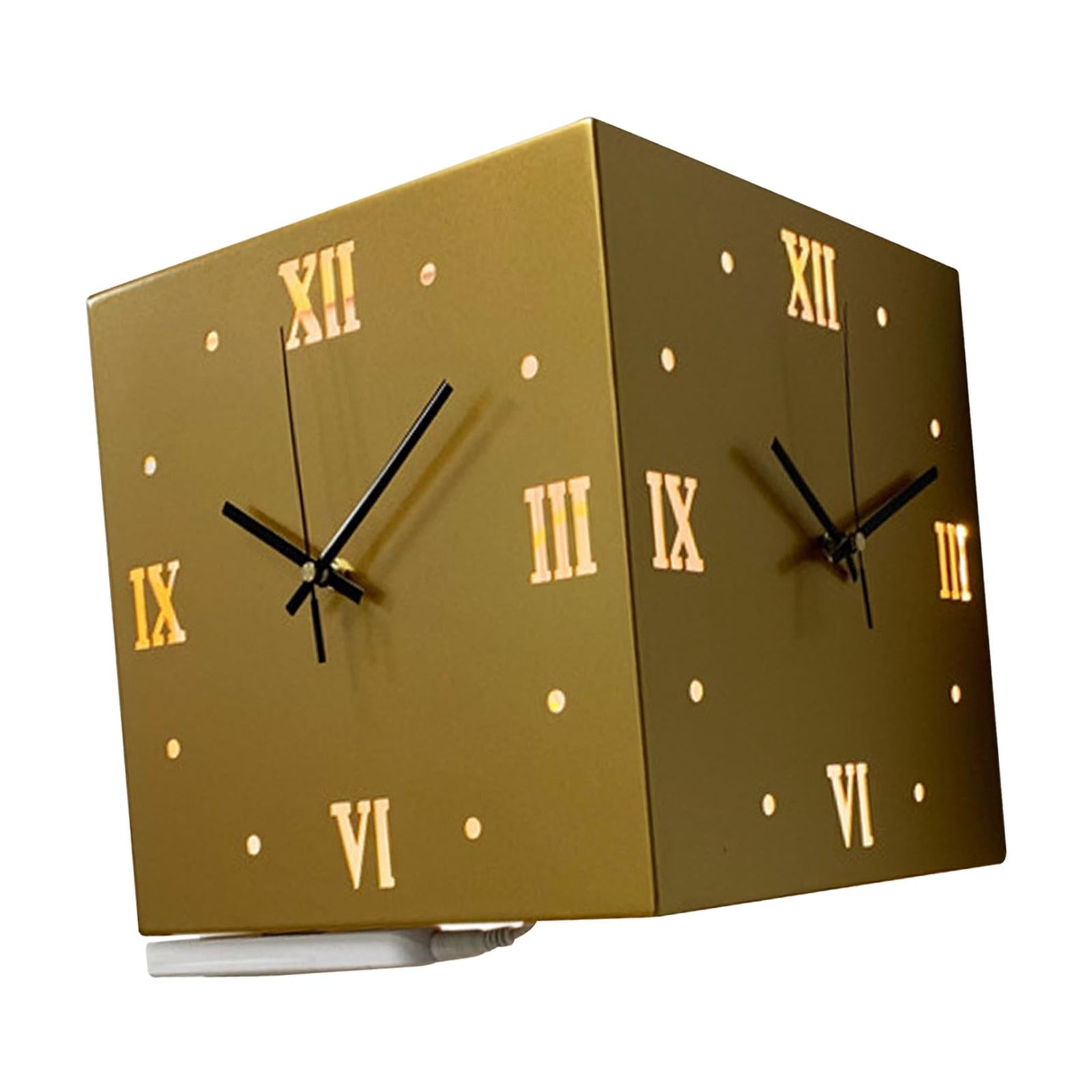 Corner Wall Clock Creative Indoor Outdoor Clock for Farmhouse Home Classroom golden