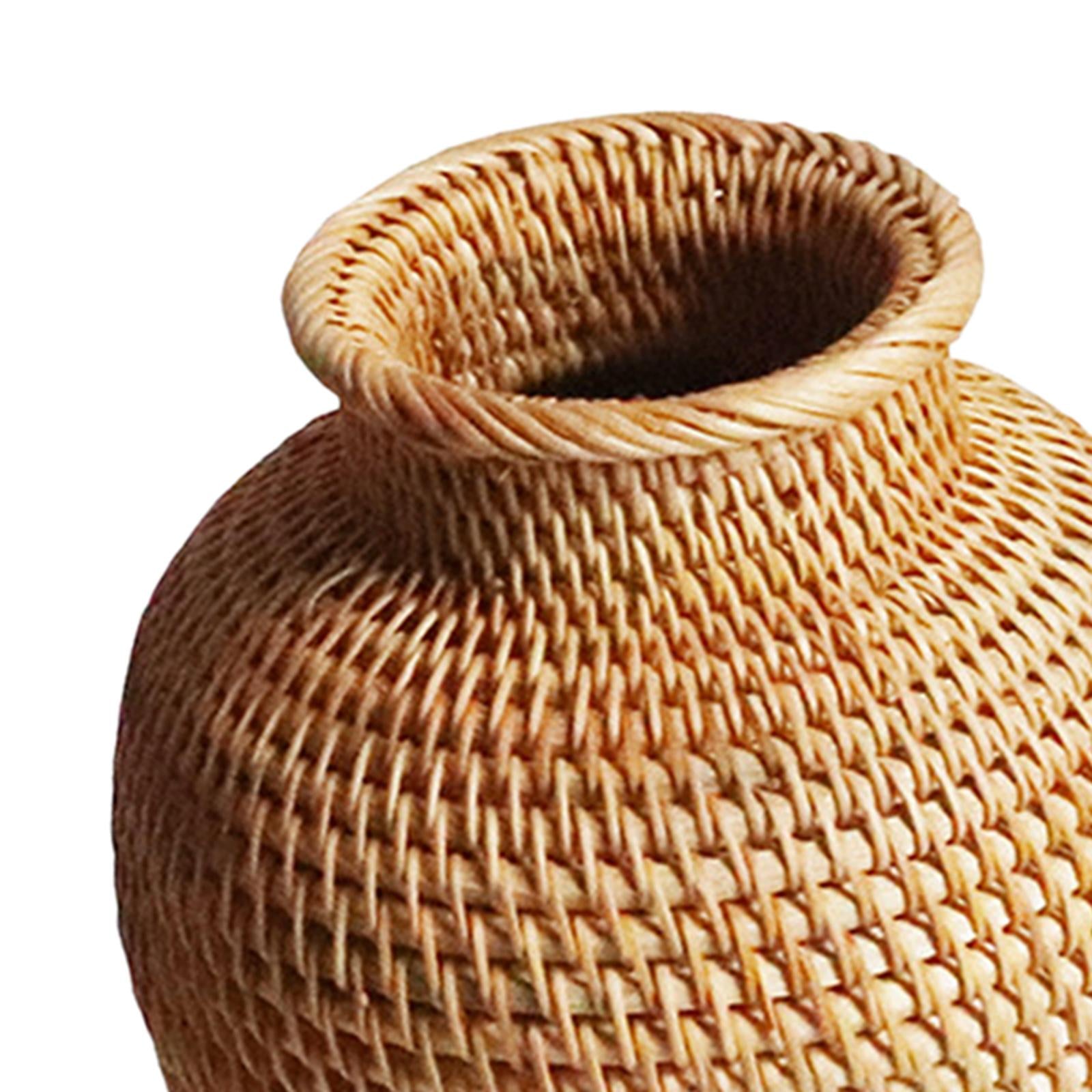 Handmade Woven Rattan Flower Basket Vase Decorative Farmhouse Planter Basket