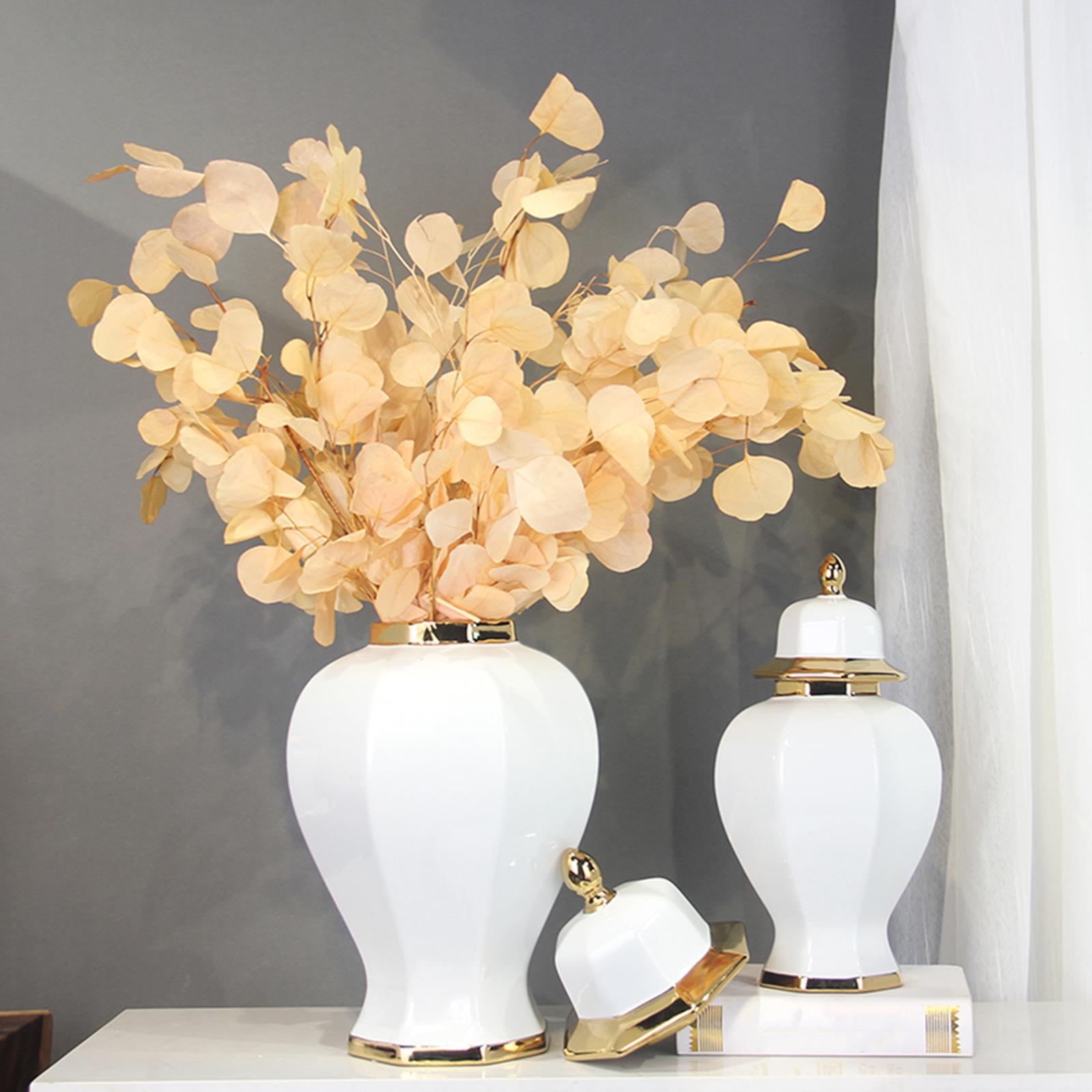 Porcelain Ginger Jar Ceramic Flower Vase for Flower Arrangement Bedroom Desk