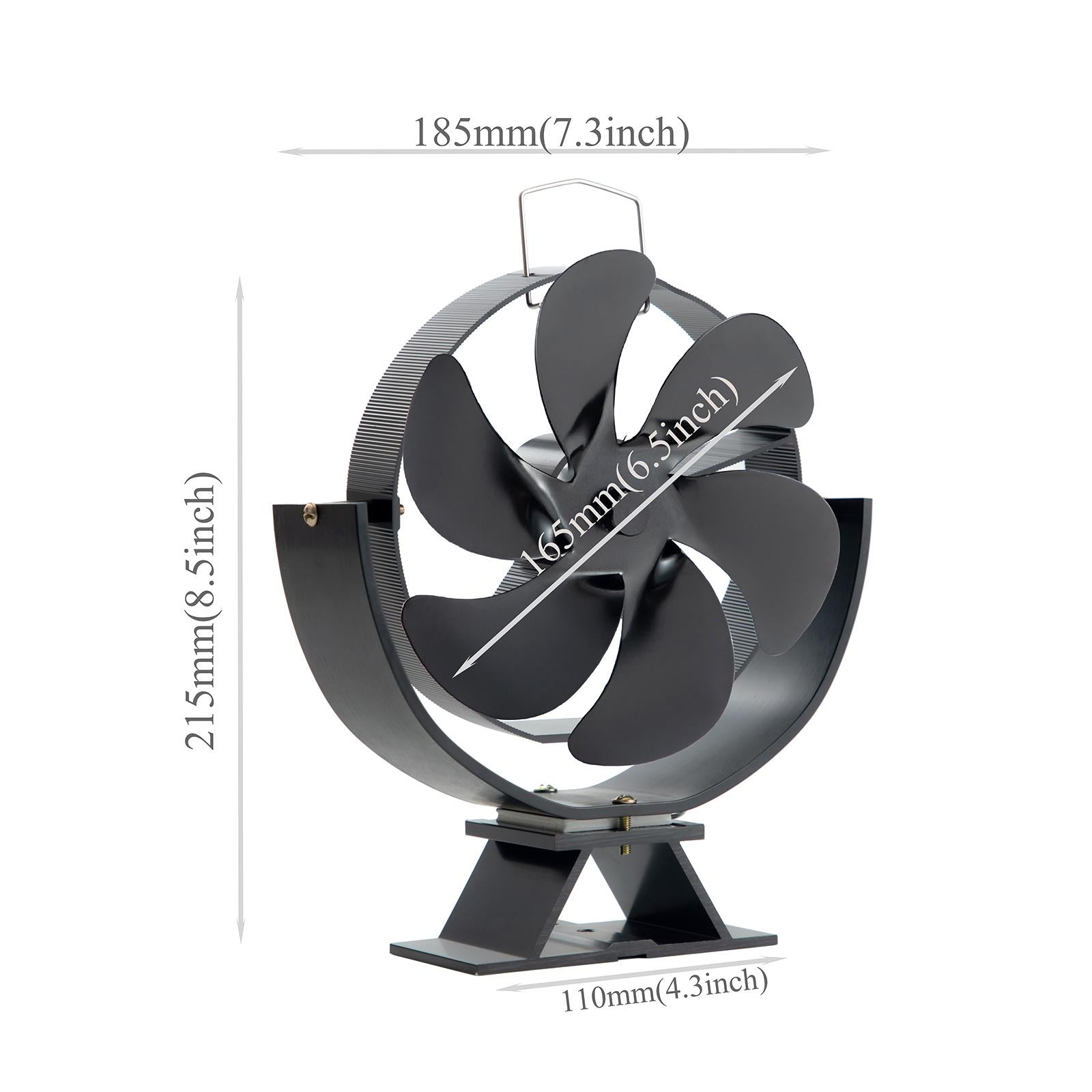 Heat Powered Fan 6 Blade Fireplace Fan Silent Less Than 25dB Versatile Black