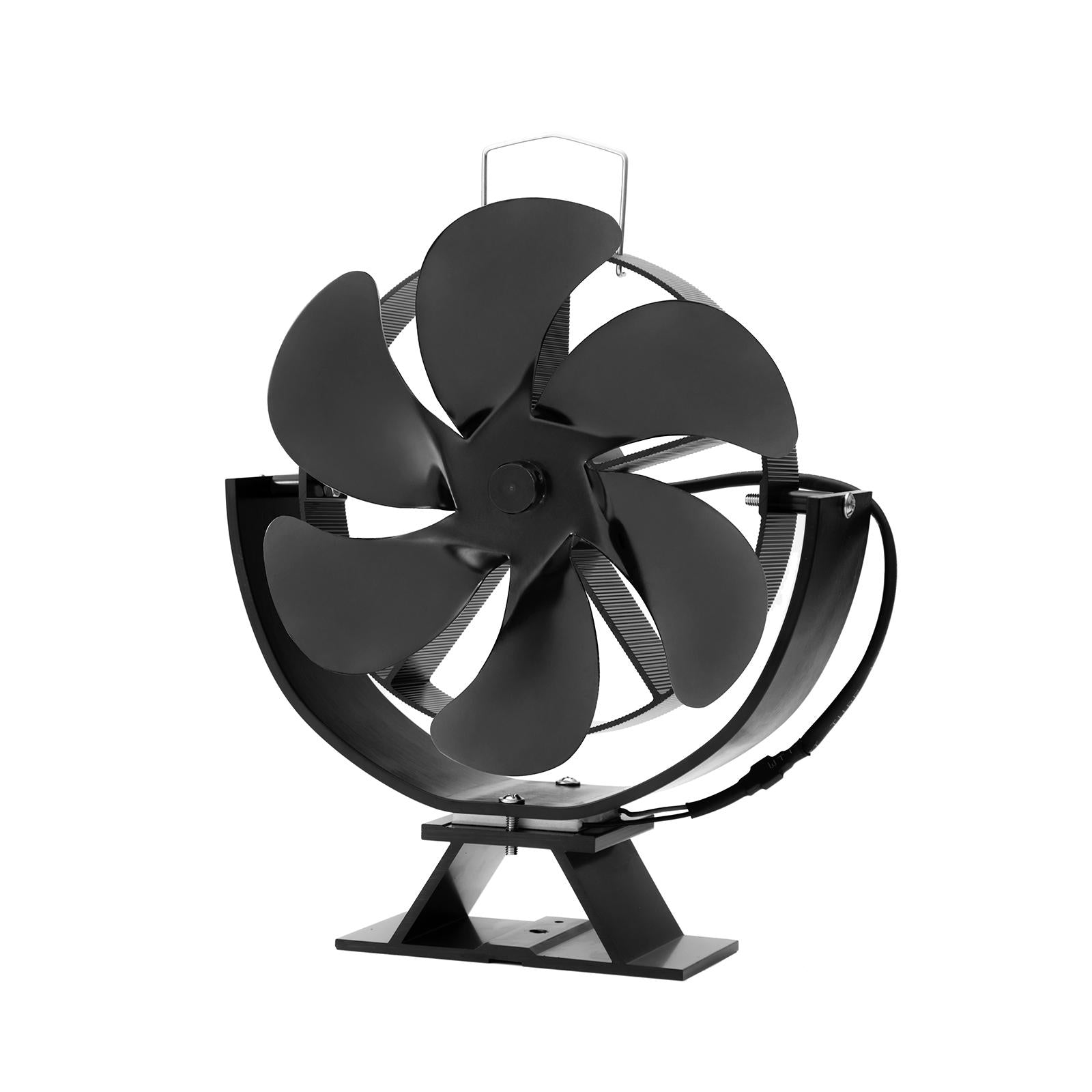 Heat Powered Fan 6 Blade Fireplace Fan Silent Less Than 25dB Versatile Black