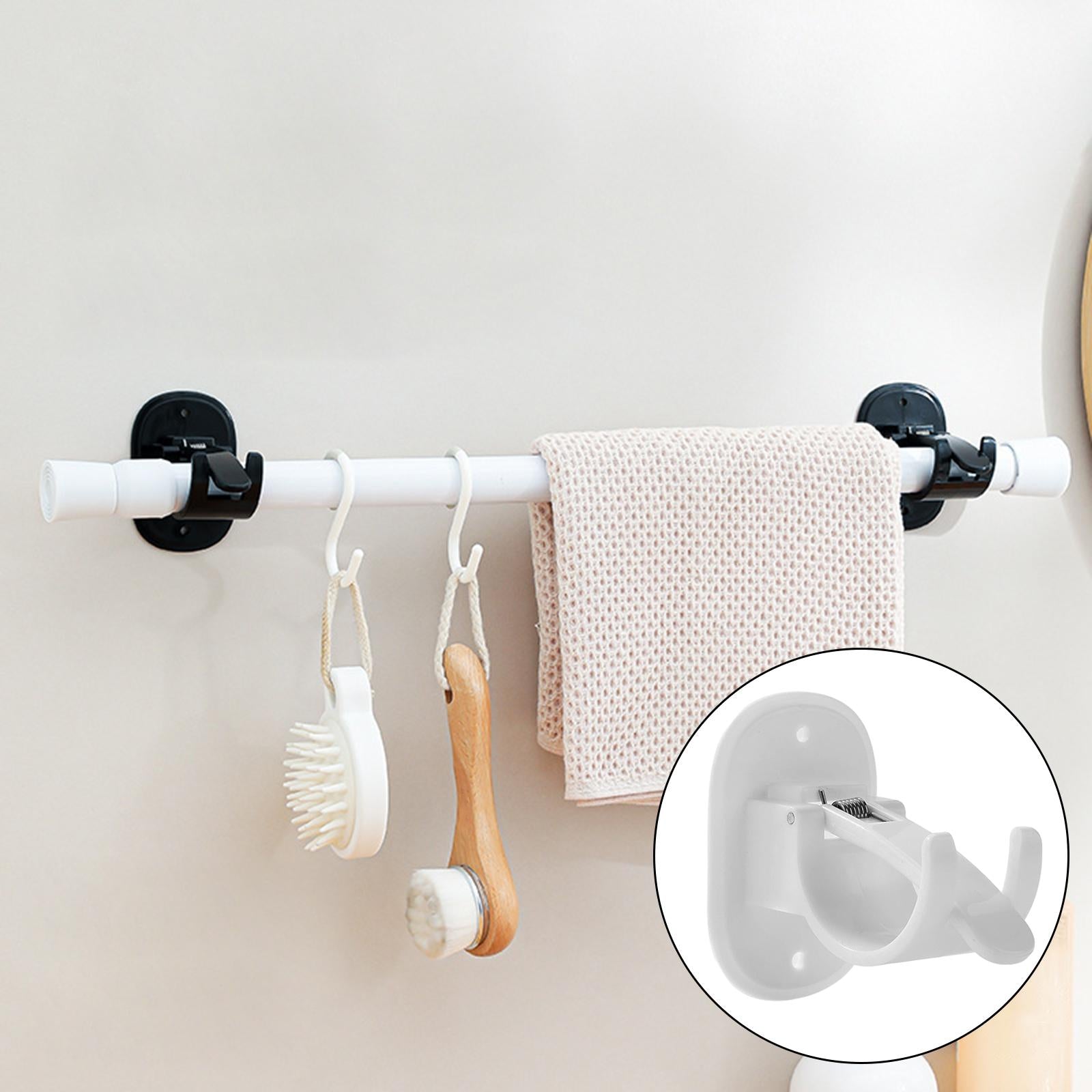 4xCurtain Rod Hooks No Drill Curtain Rod Brackets for Hotel Kitchen Livingroom White