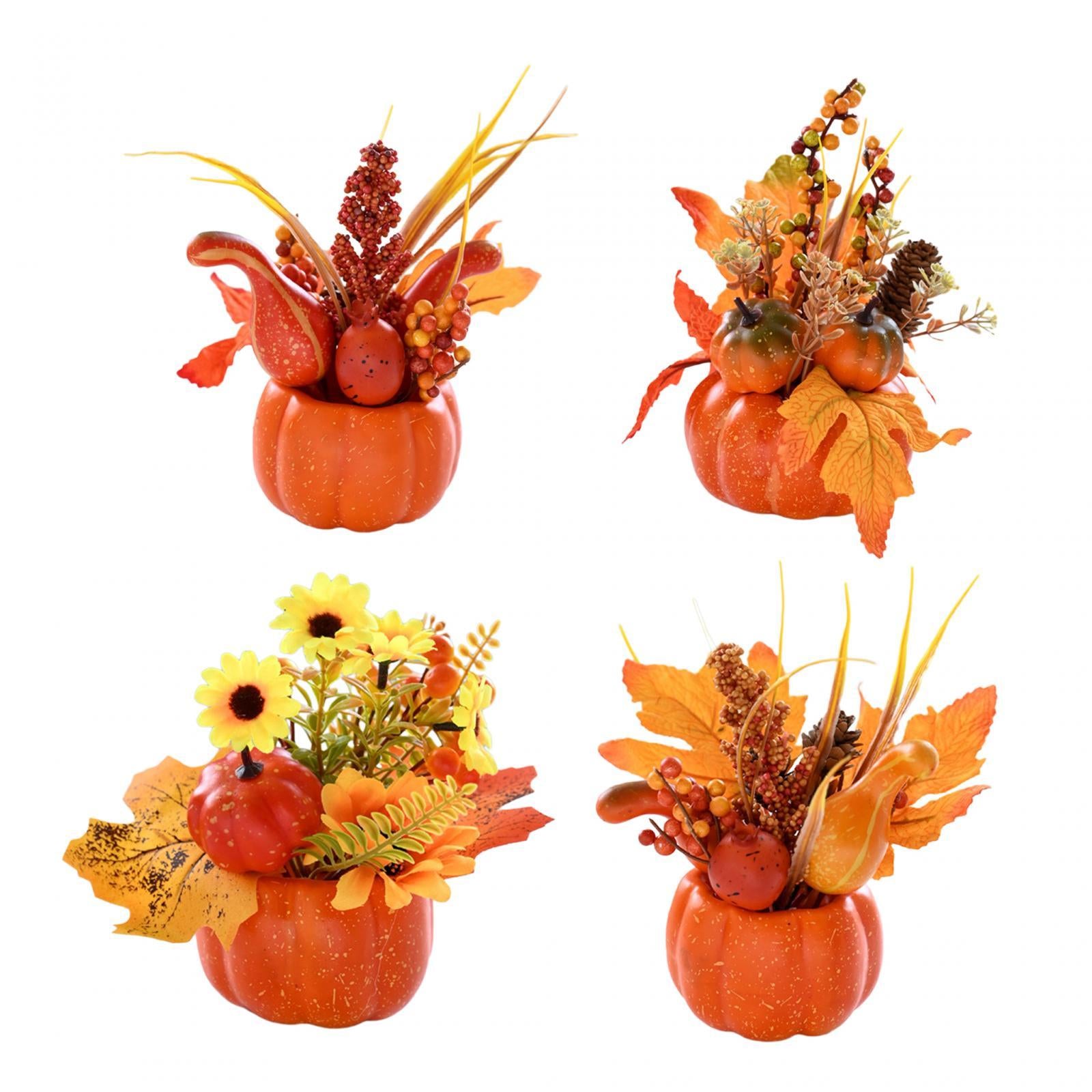 Artificial Pumpkin Flower Autumn Floral Arrangement Fall Pumpkin Centerpiece A
