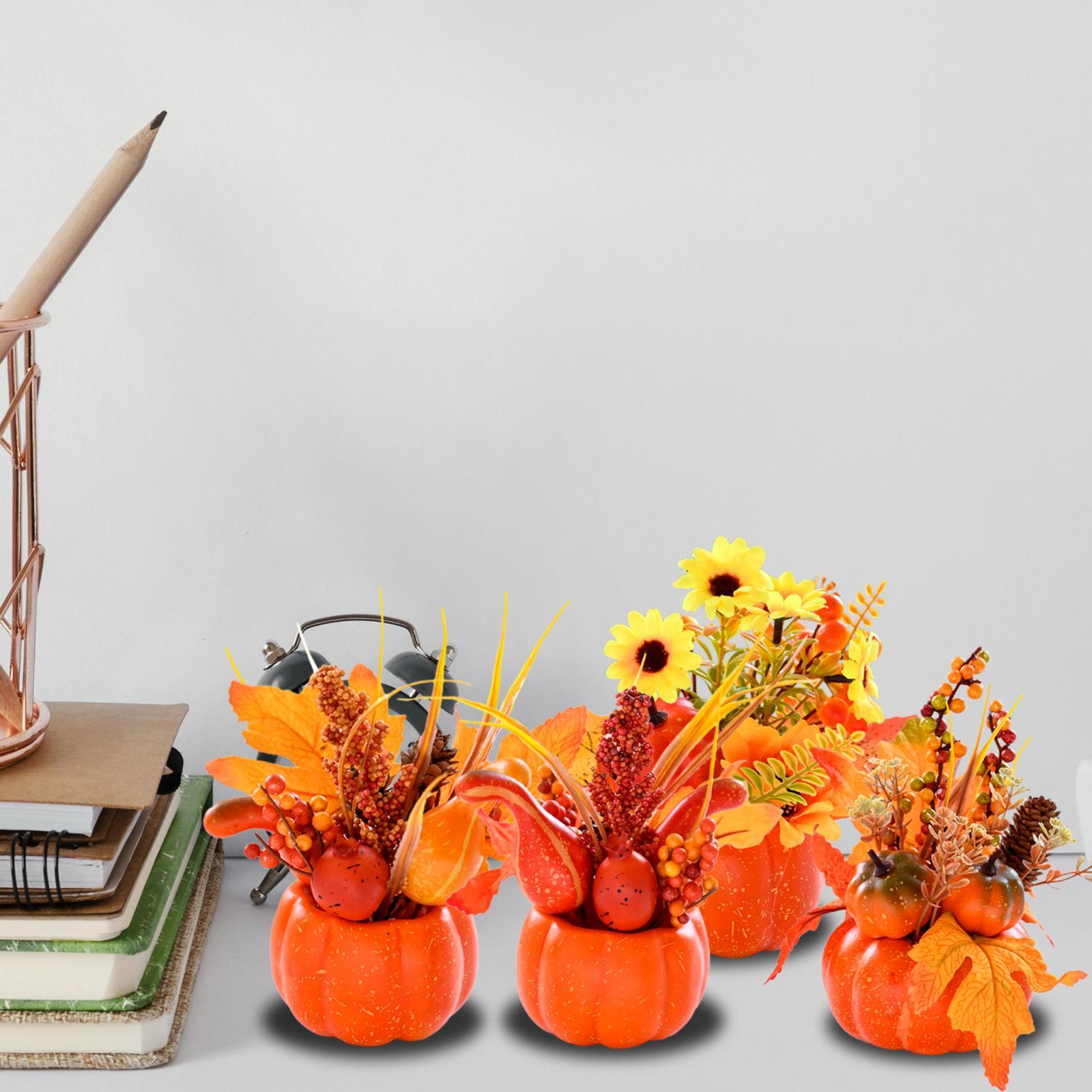 Artificial Pumpkin Flower Autumn Floral Arrangement Fall Pumpkin Centerpiece A