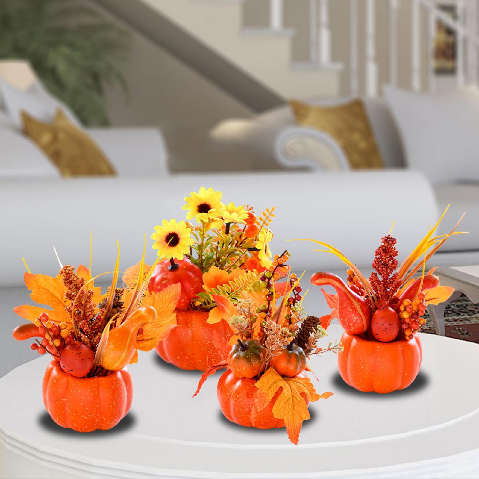 Artificial Pumpkin Flower Autumn Floral Arrangement Fall Pumpkin Centerpiece A