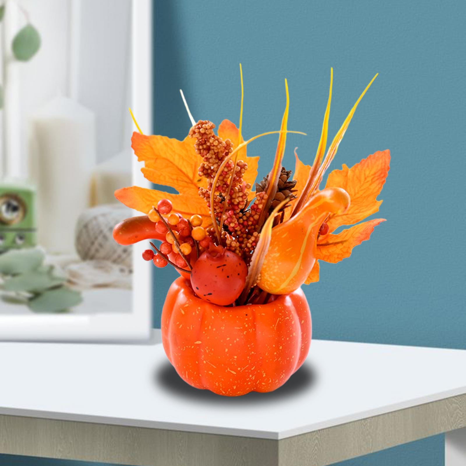 Artificial Pumpkin Flower Autumn Floral Arrangement Fall Pumpkin Centerpiece B