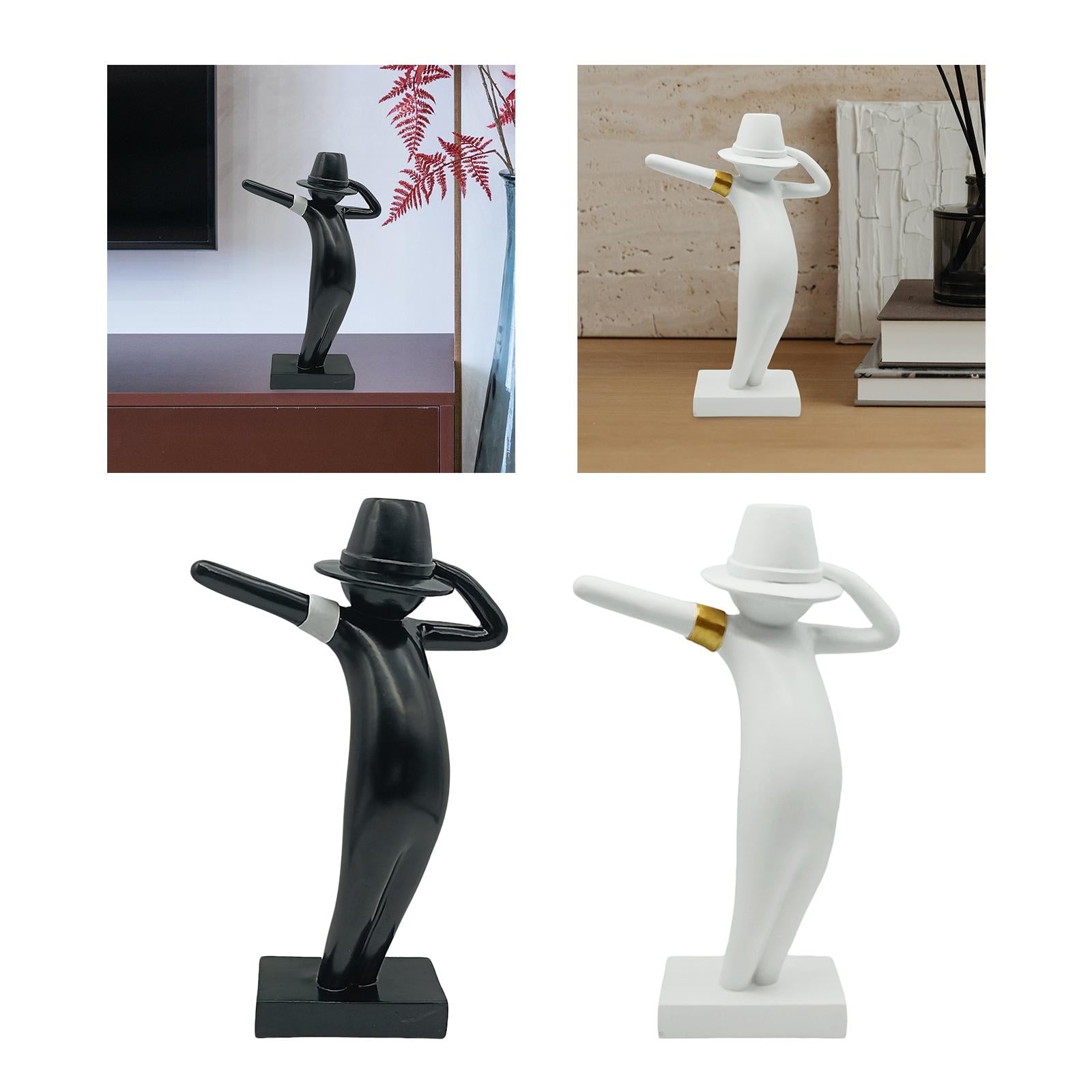 Abstract Character Sculpture Modern Creative for Bookshelf Entryway Desktop Black