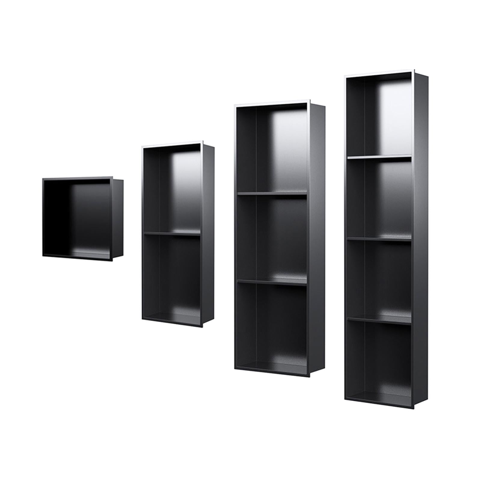 Bathroom Shower Wall Niche in Wall Stainless Steel Wall Cabinet Black