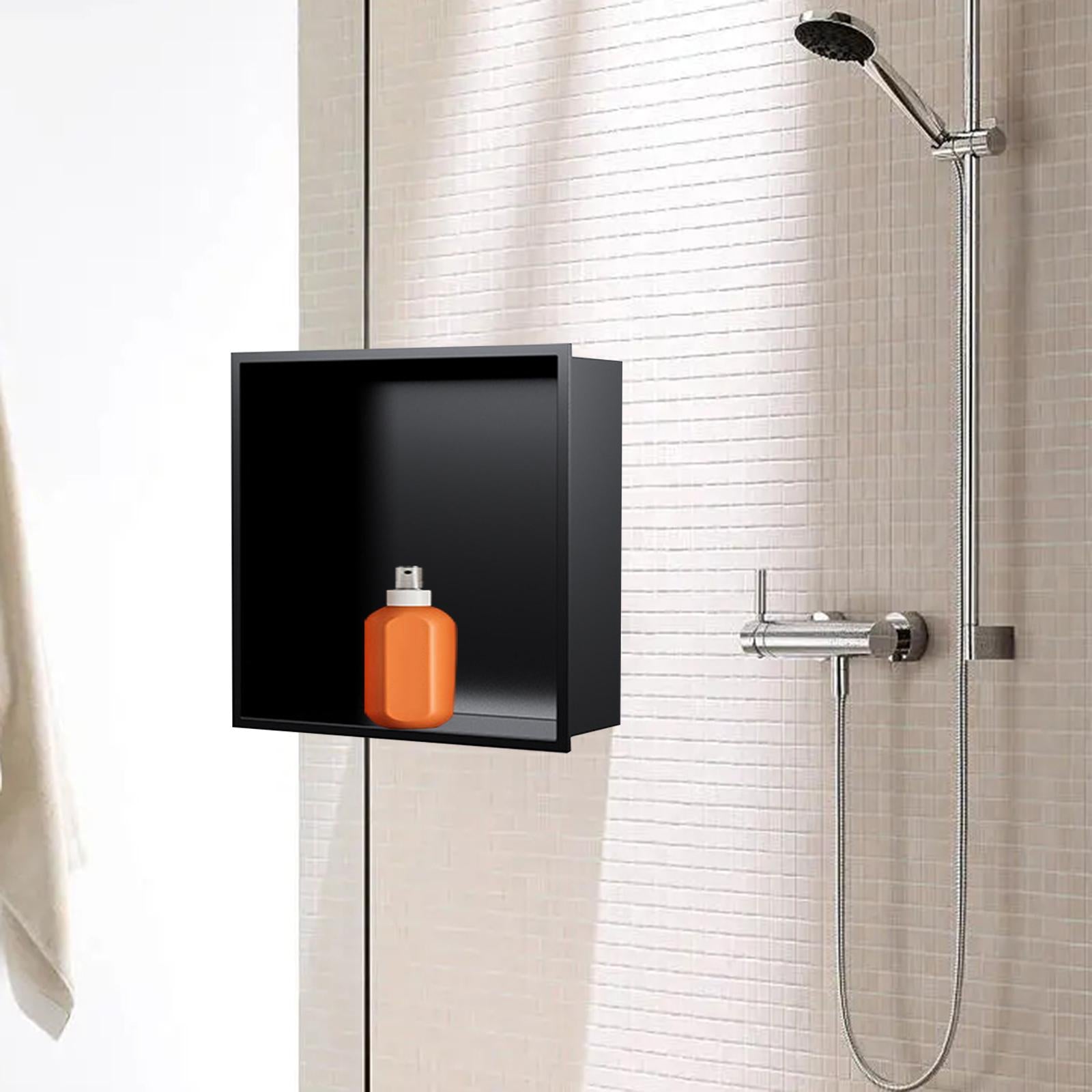 Bathroom Shower Wall Niche in Wall Stainless Steel Wall Cabinet Black