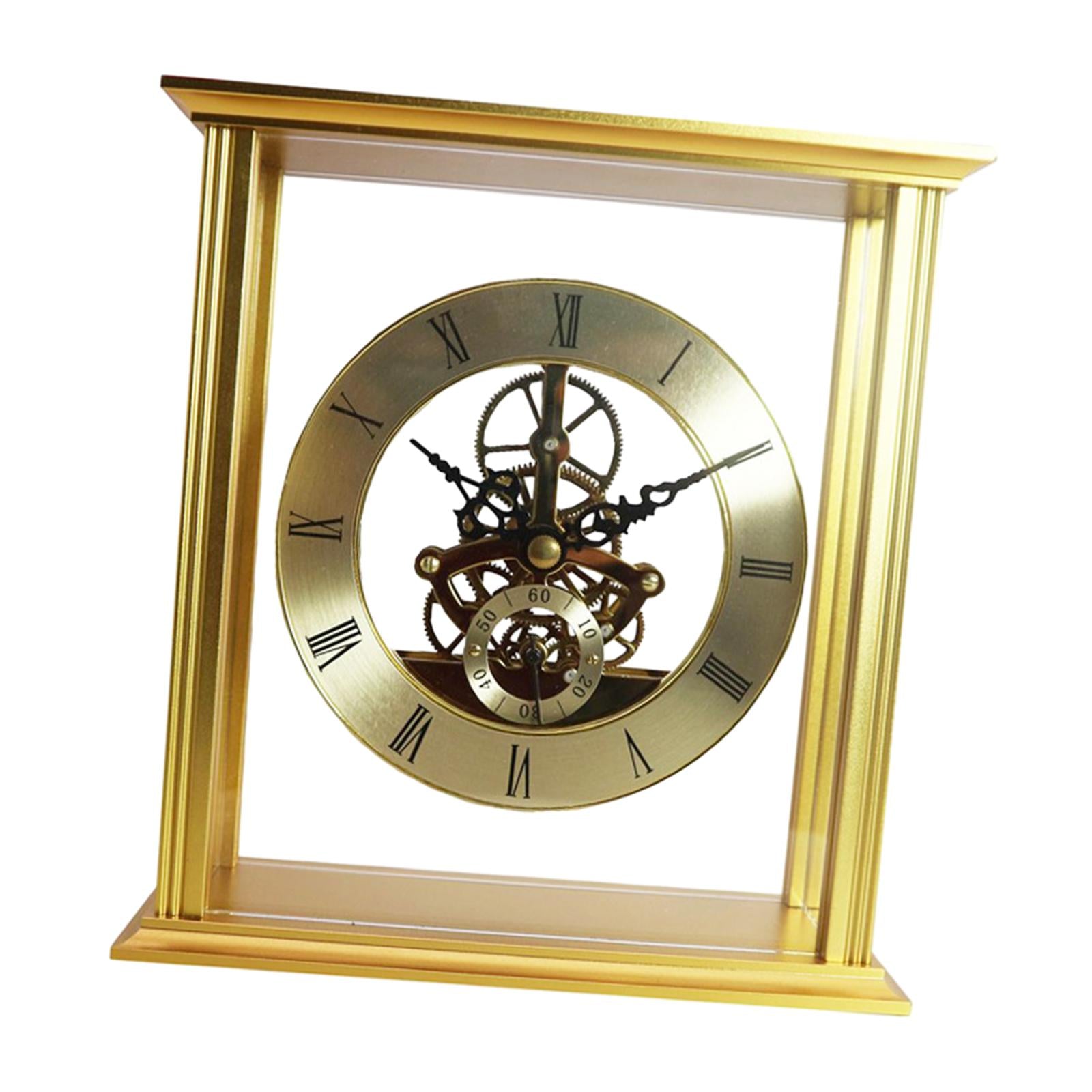 Table Clock Modern Collectible Metal Clock for Living Room Desk Shelf Office
