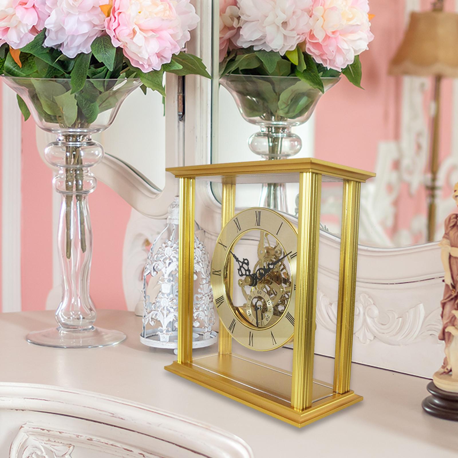Table Clock Modern Collectible Metal Clock for Living Room Desk Shelf Office