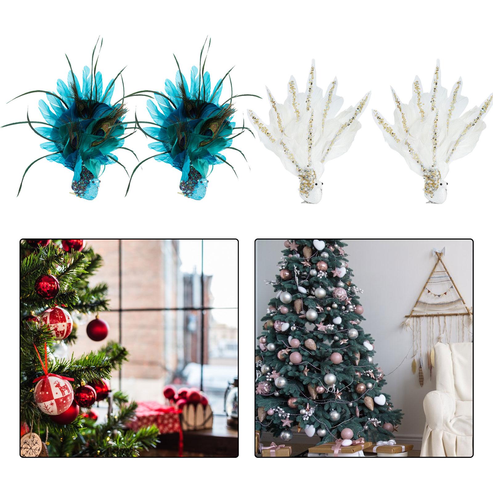Peacock Clip with Large Feather Tail Pendant for Party Masquerade Mardi Gras Blue 31cmx28cm