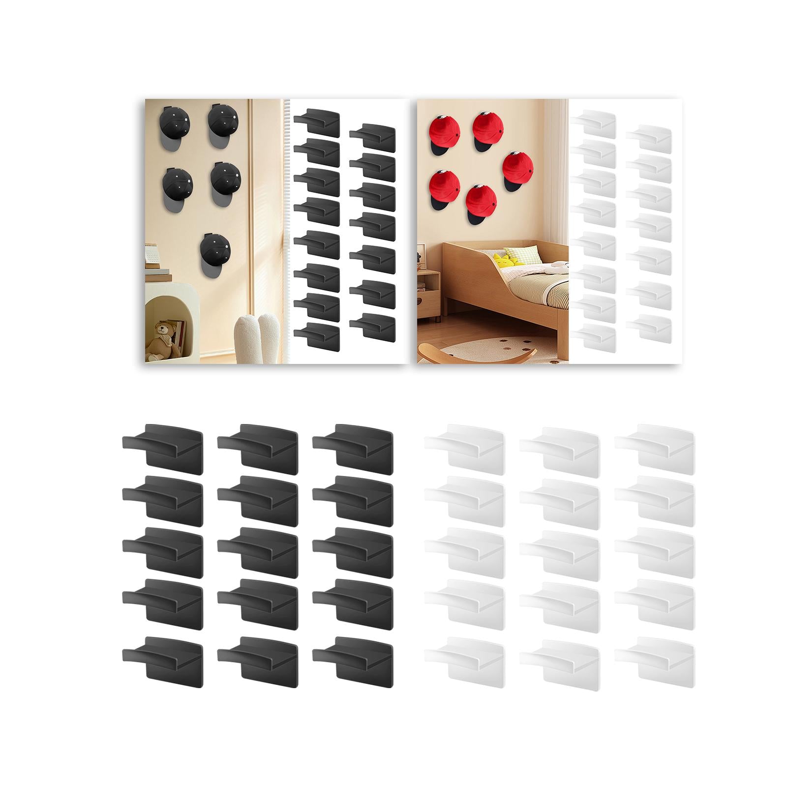 15x Hat Hooks Easy Installation Hold Hat Hangers for Living Room Home Closet Black
