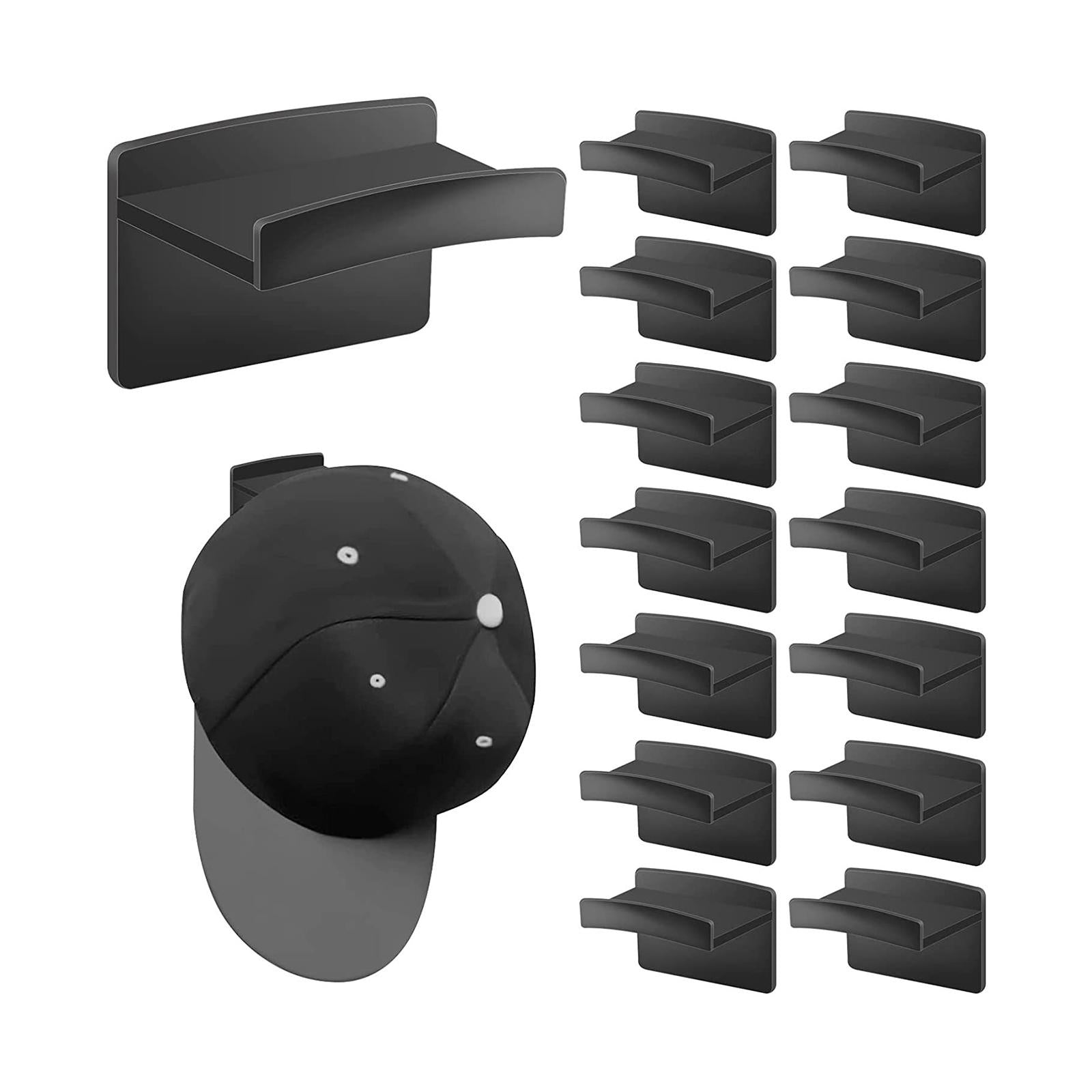 15x Hat Hooks Easy Installation Hold Hat Hangers for Living Room Home Closet Black