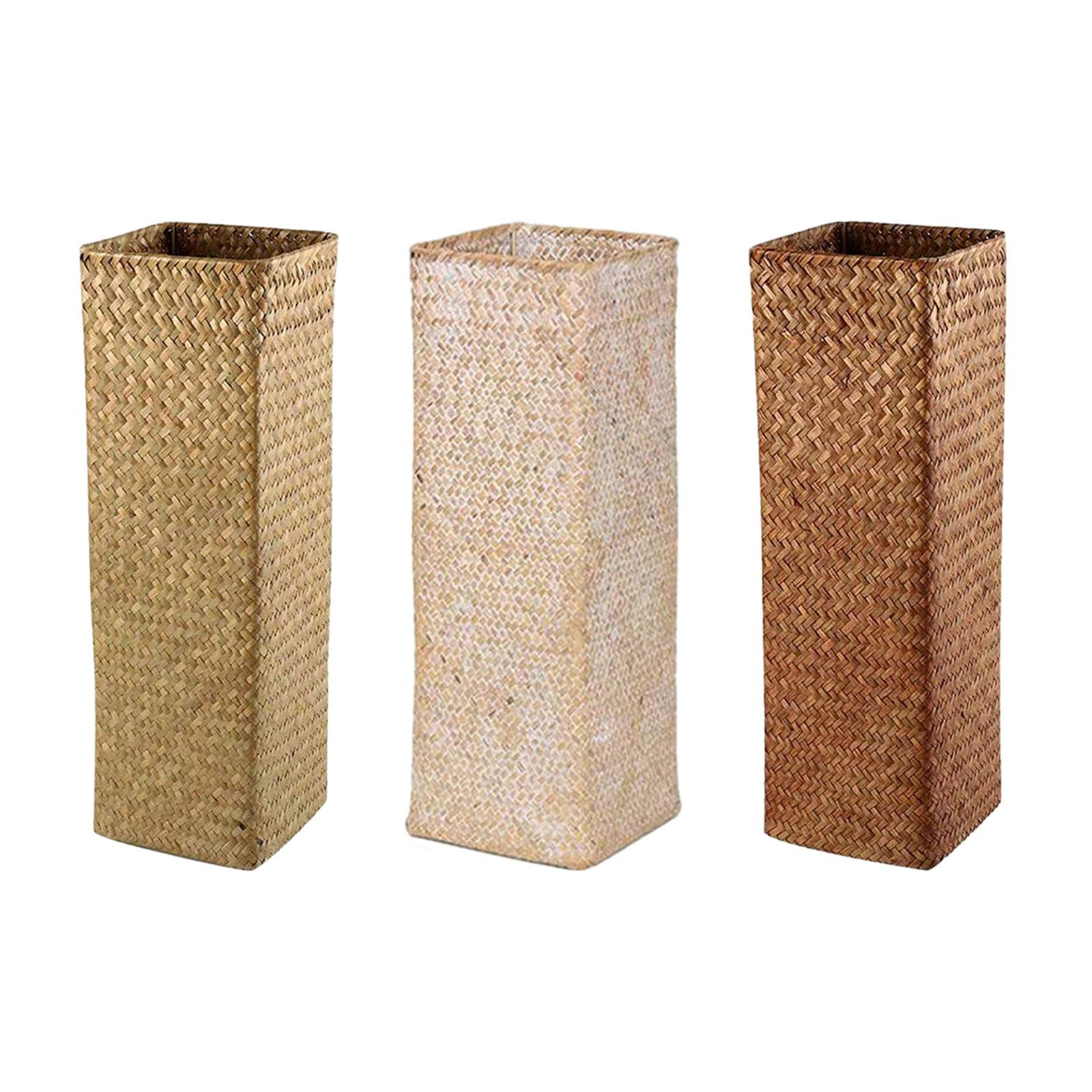 Rattan Flower Basket Bottle Retro Style Boho Flower Holder Plants Flower Pot Primary Color