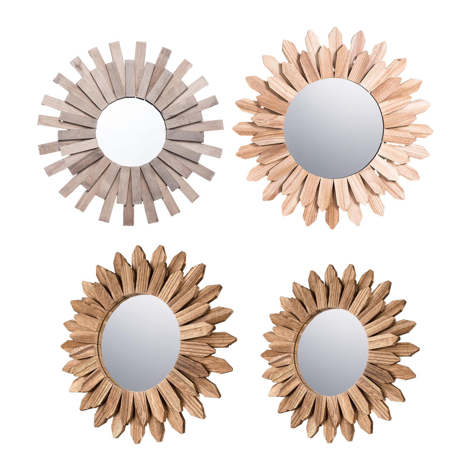 Wall Mounted Mirror Wooden Round Makeup Mirror for Office Hallway Home Decor 50cm A