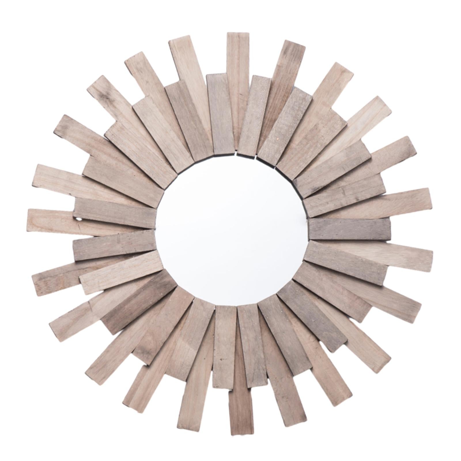Wall Mounted Mirror Wooden Round Makeup Mirror for Office Hallway Home Decor 50cm A