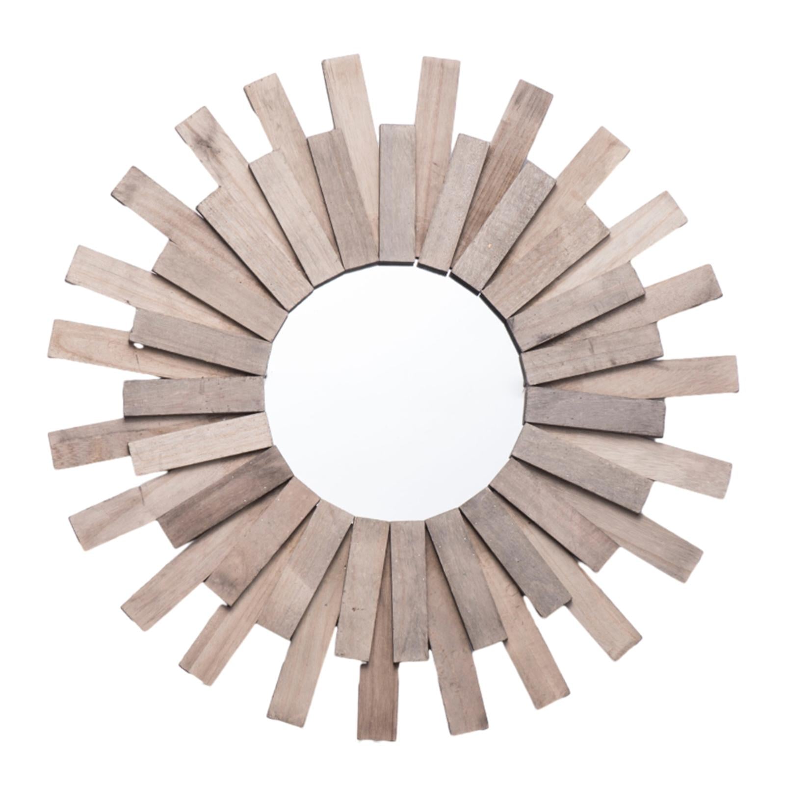 Wall Mounted Mirror Wooden Round Makeup Mirror for Office Hallway Home Decor 50cm A