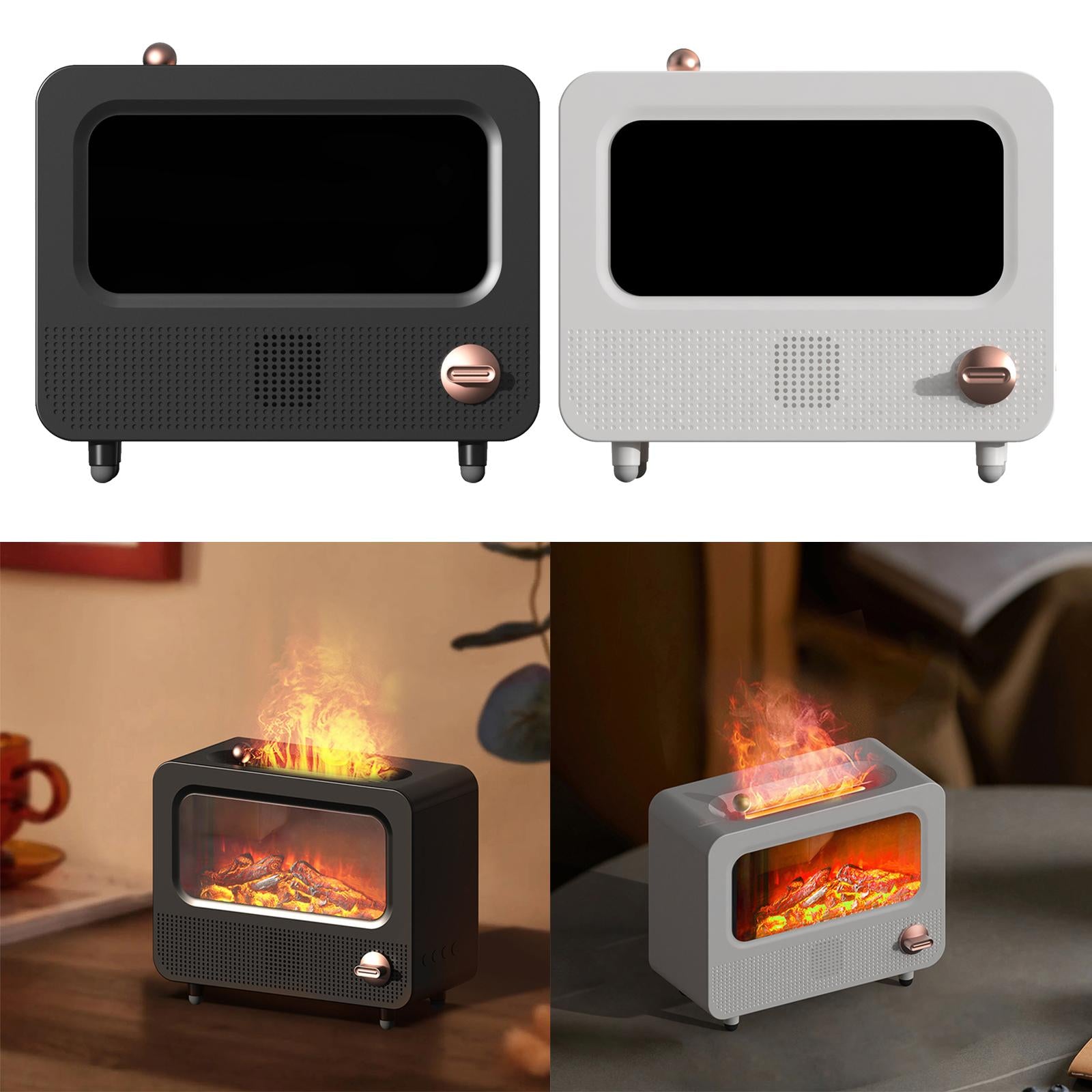 Flame Humidifier Quiet Essential Oil Diffuser for Desktop Study Office Decor Black